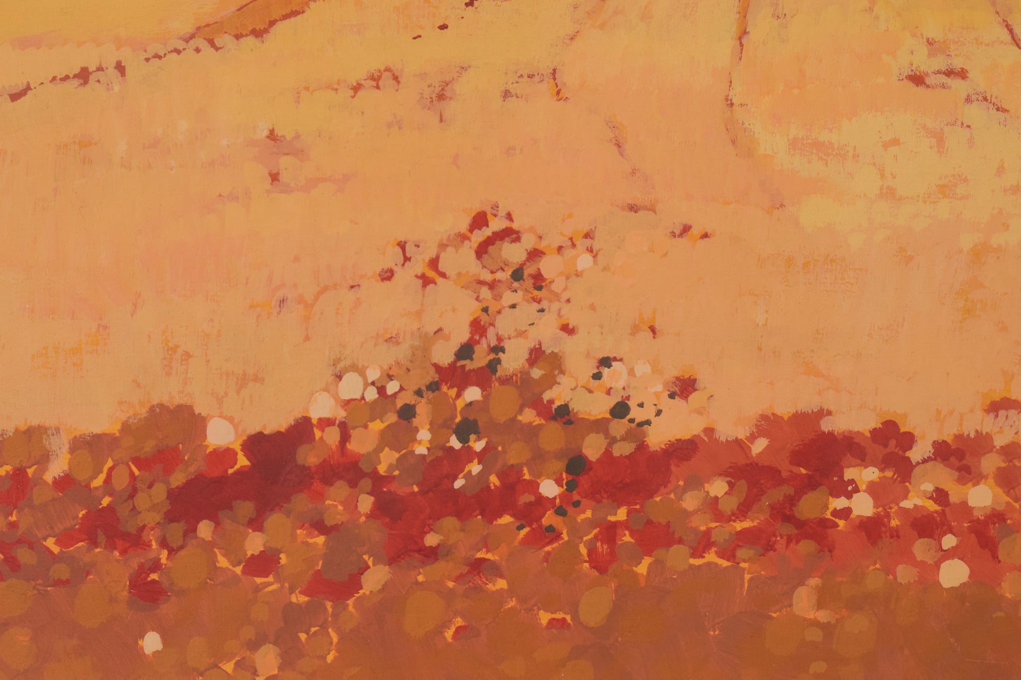 Two paintings of a landscape with a large rock in the middle of it.