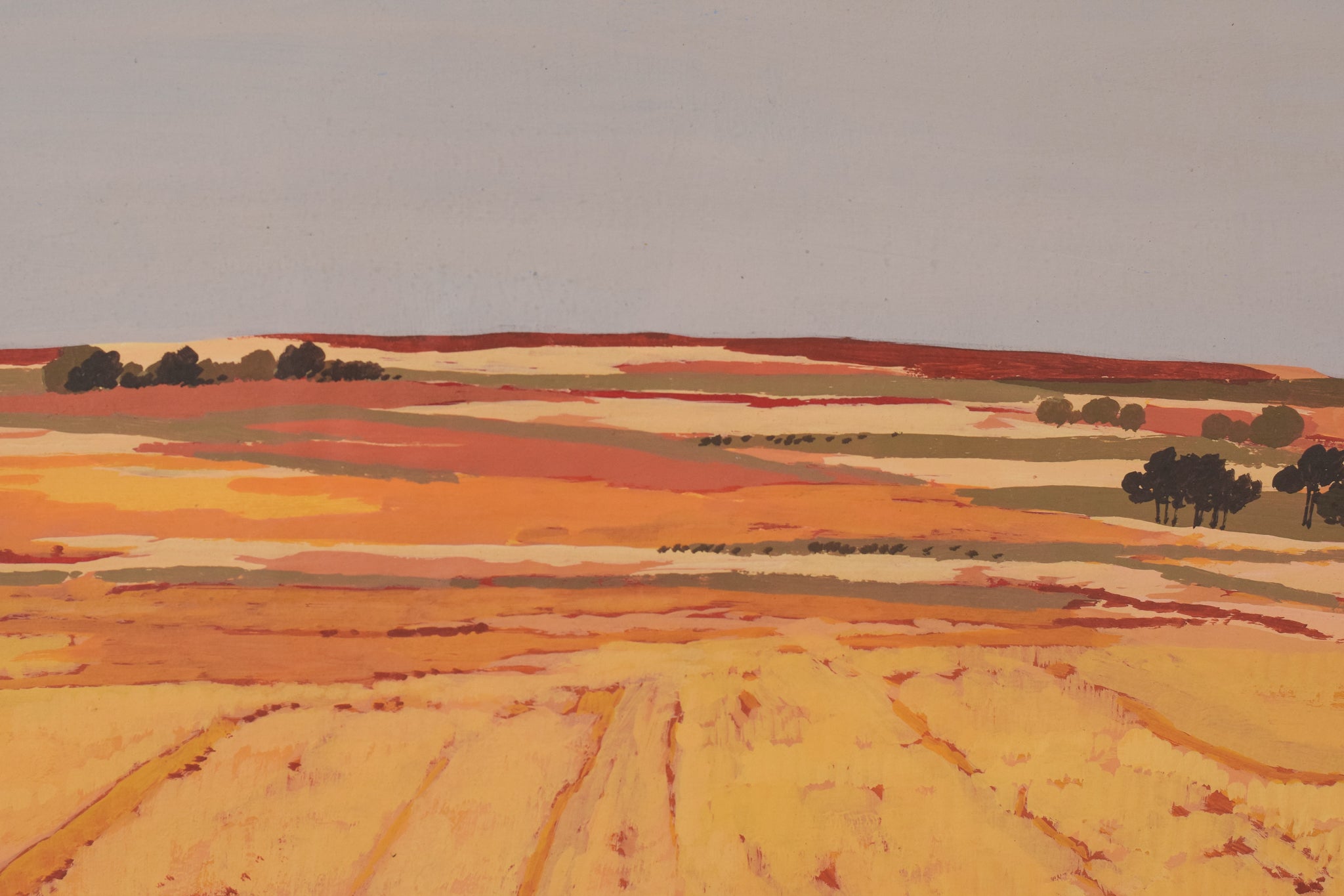 Two paintings of a landscape with a large rock in the middle of it.