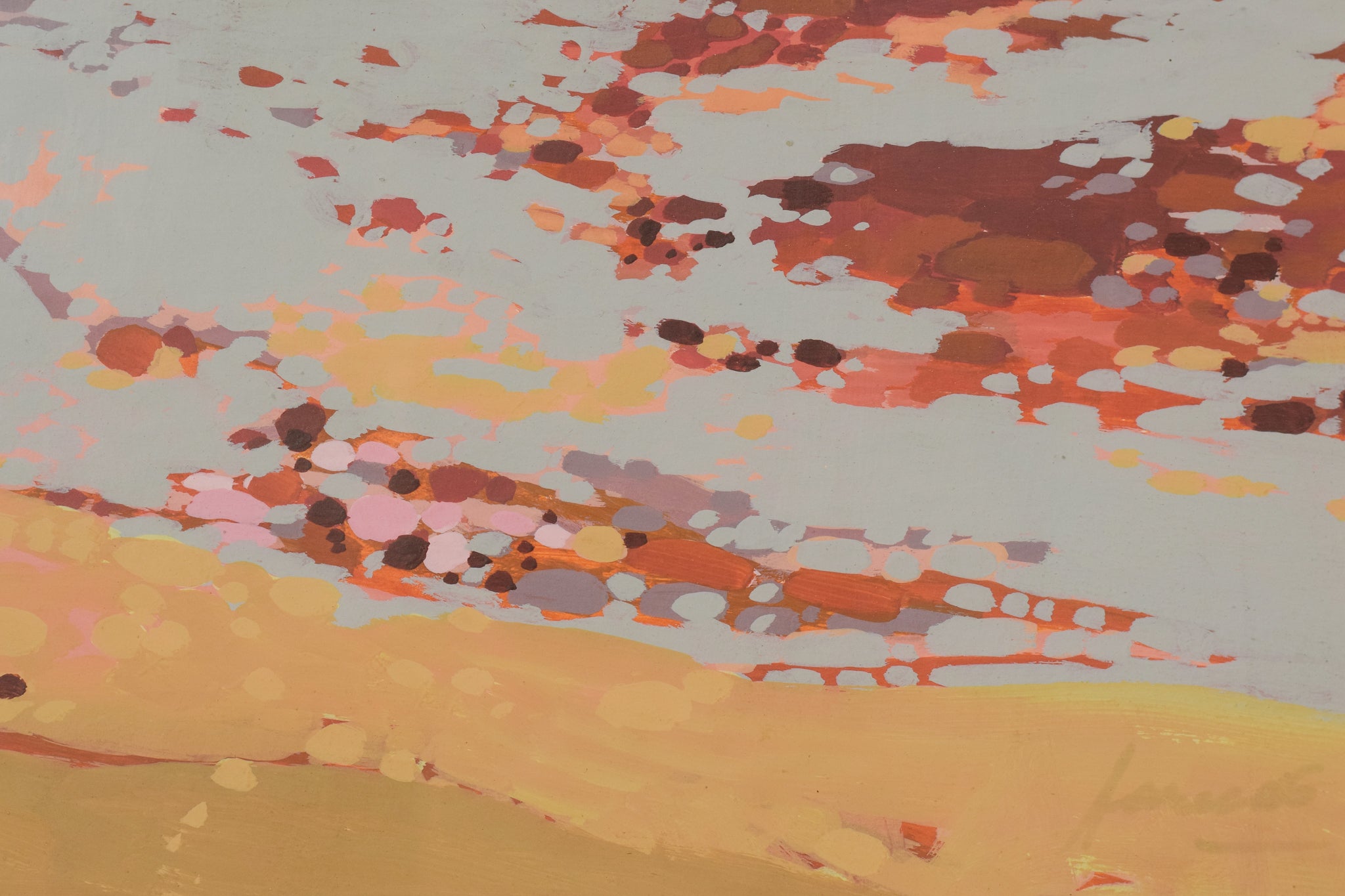 Two paintings of a landscape with a large rock in the middle of it.