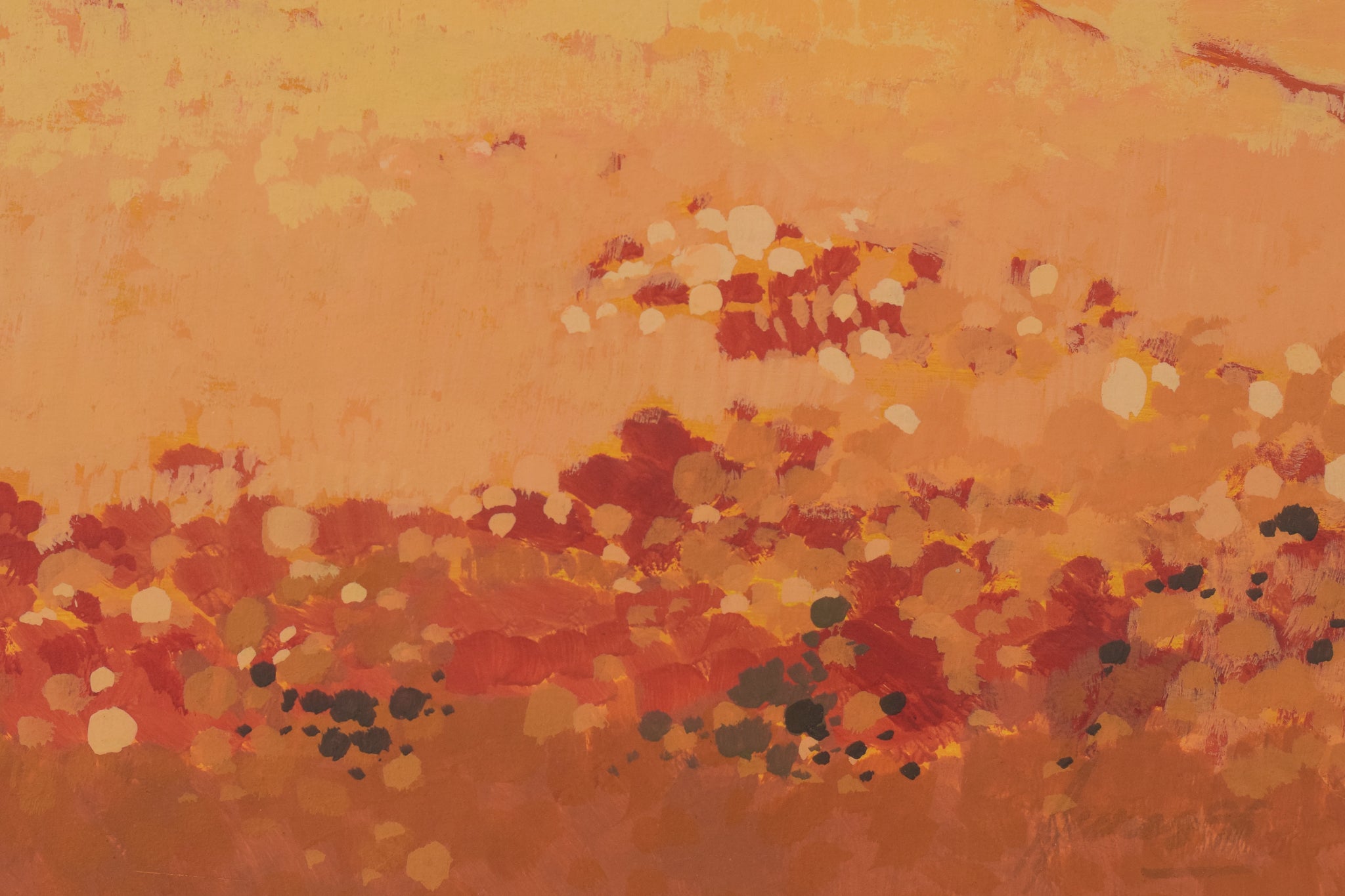 Two paintings of a landscape with a large rock in the middle of it.