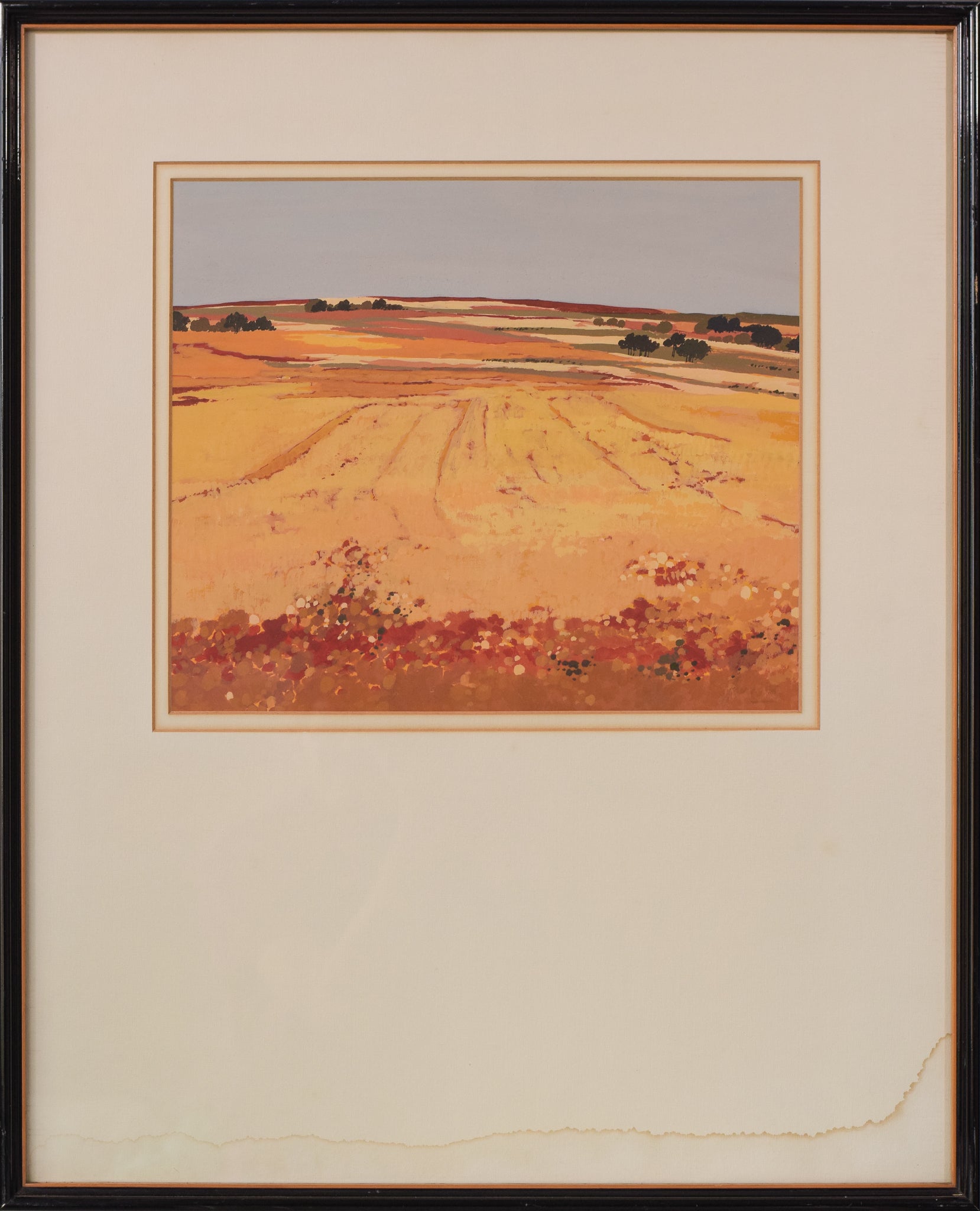 Two paintings of a landscape with a large rock in the middle of it.