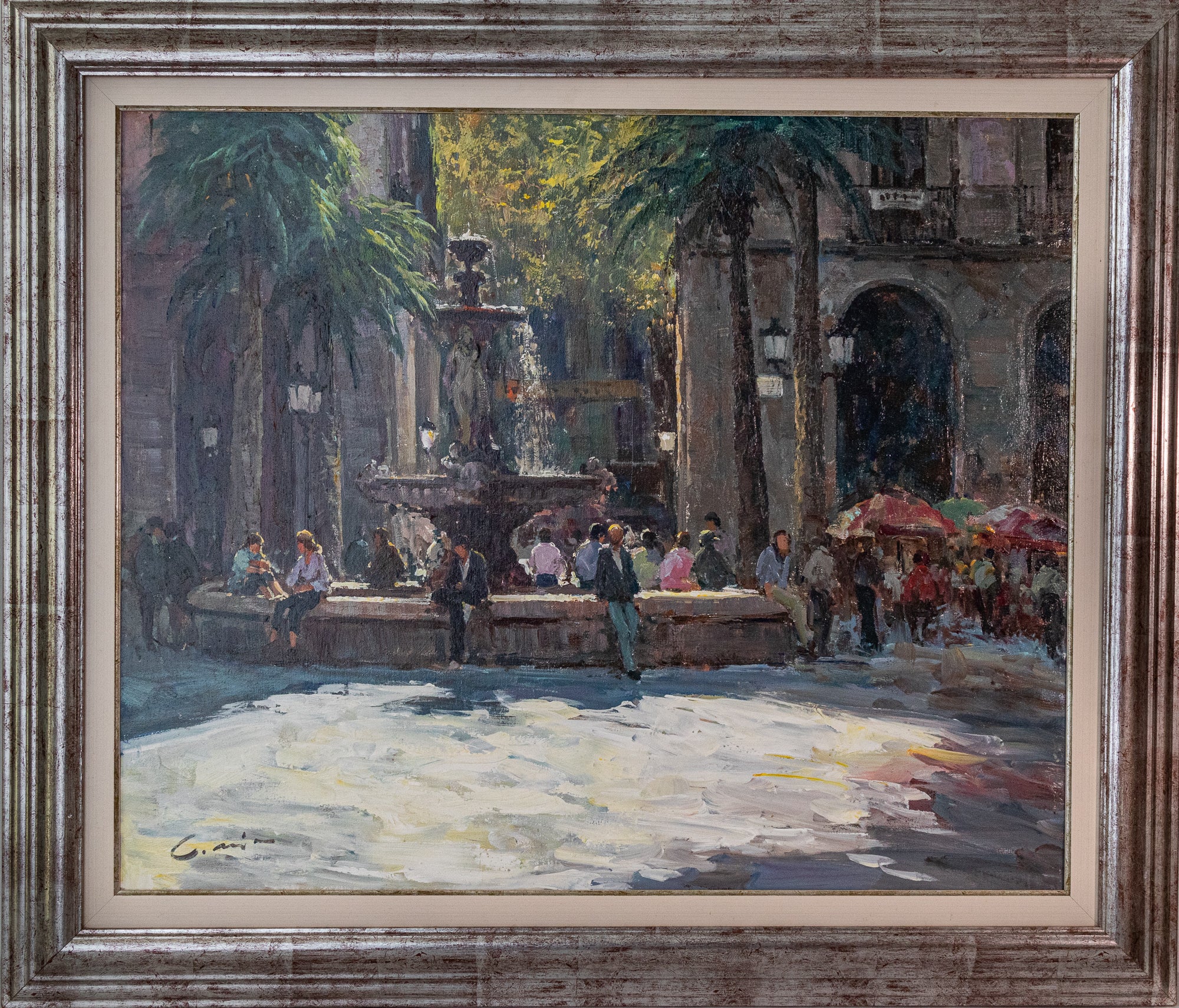 Artwork by Unknown, Placa Reial Barcelona - Looking into the Sunlight, Made of Oil on canvas 