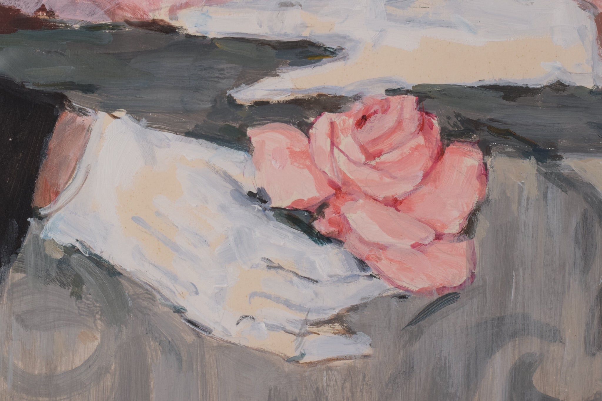 Artwork by Unknown, Portrait of a Lady with a Rose - In the Style of Manet, Made of Watercolour on paper 