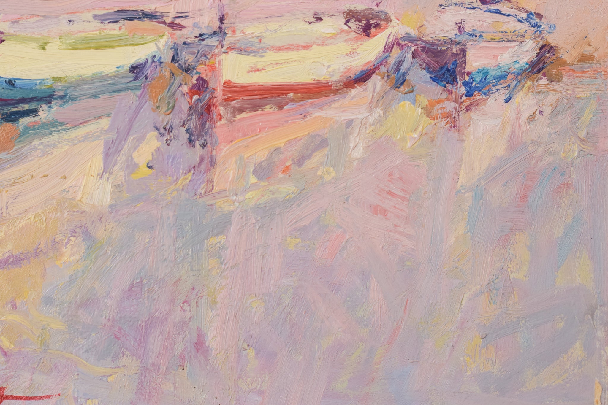 Artwork by Unknown, Post Impressionist - Fishing Boats, Made of Oil on board 