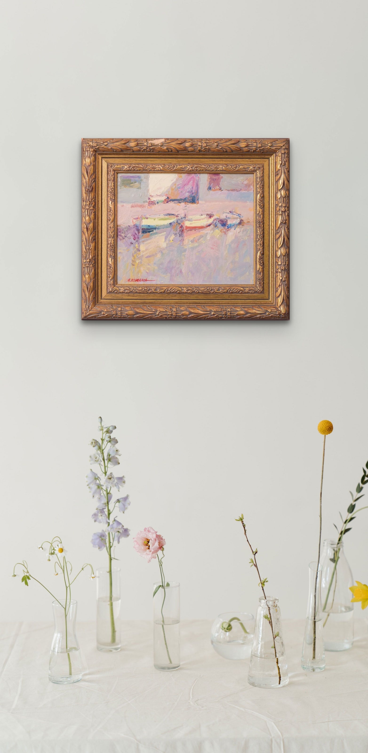 Artwork by Unknown, Post Impressionist - Fishing Boats, Made of Oil on board 
