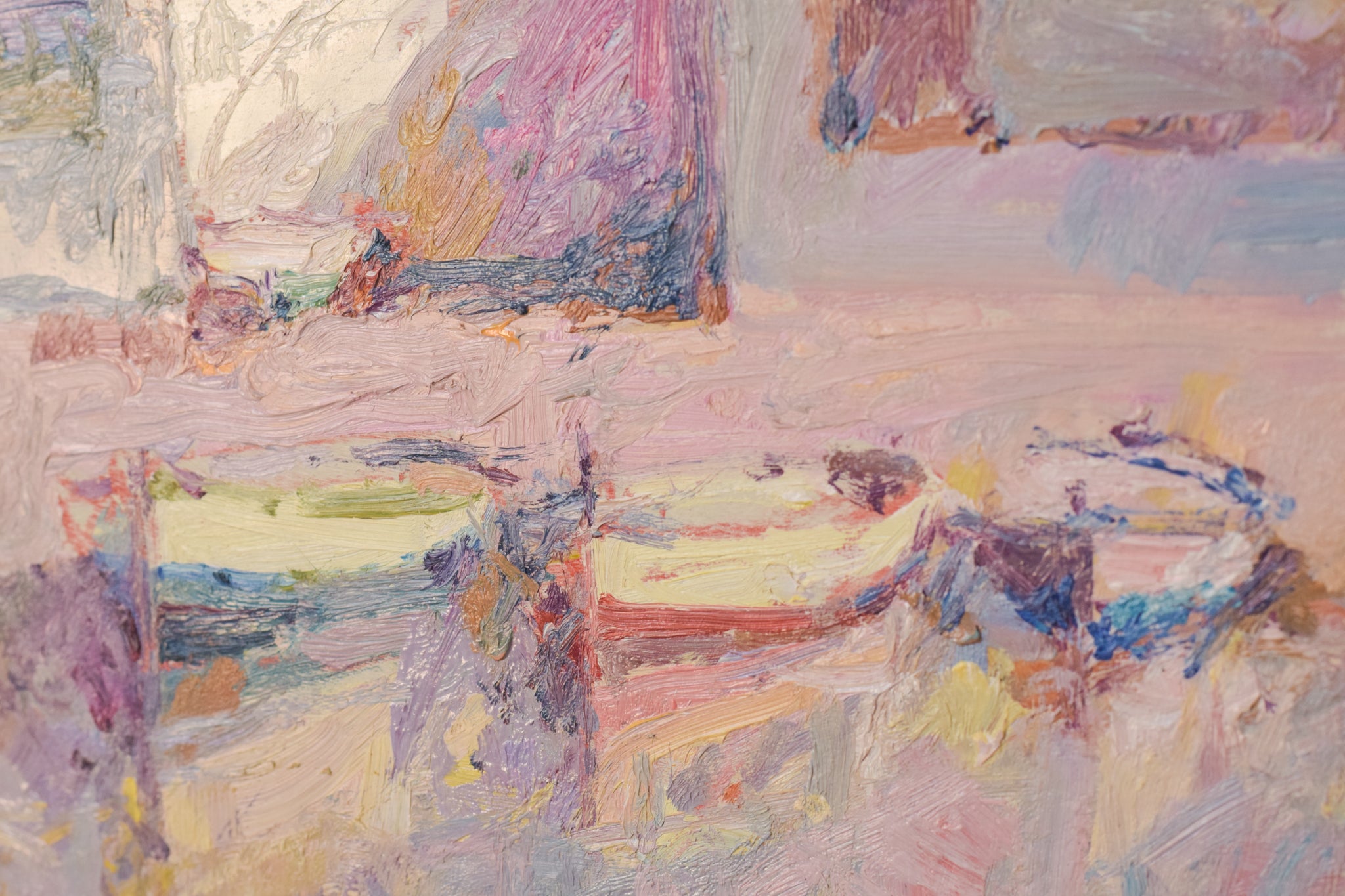 Artwork by Unknown, Post Impressionist - Fishing Boats, Made of Oil on board 