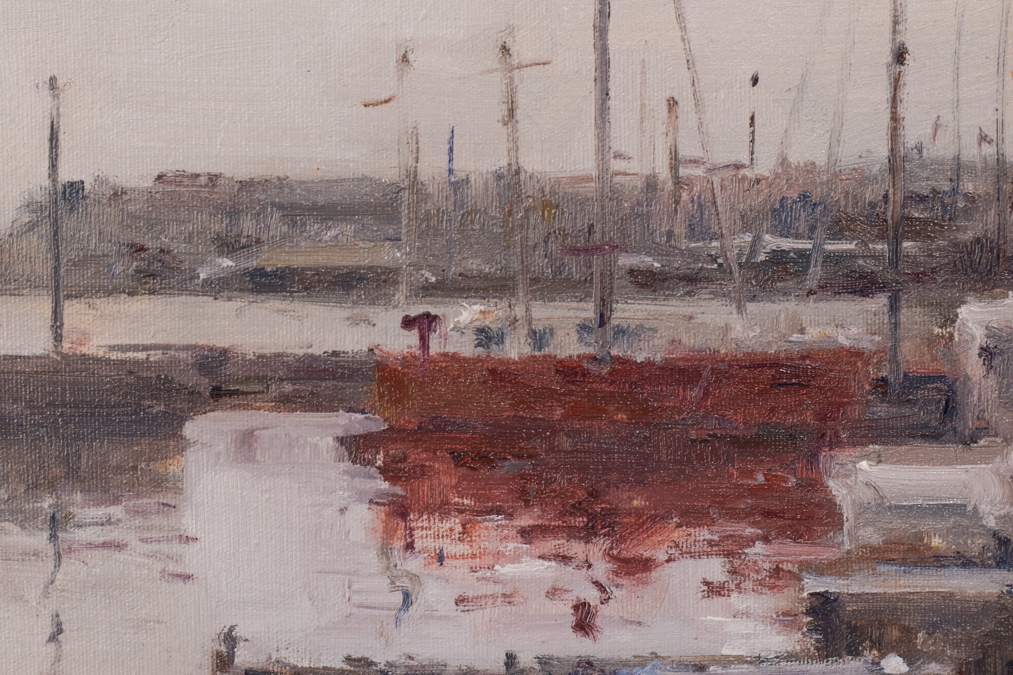 Artwork by Unknown, Post Impressionist - Harbour with Fishing Boats, Made of Oil on canvas 