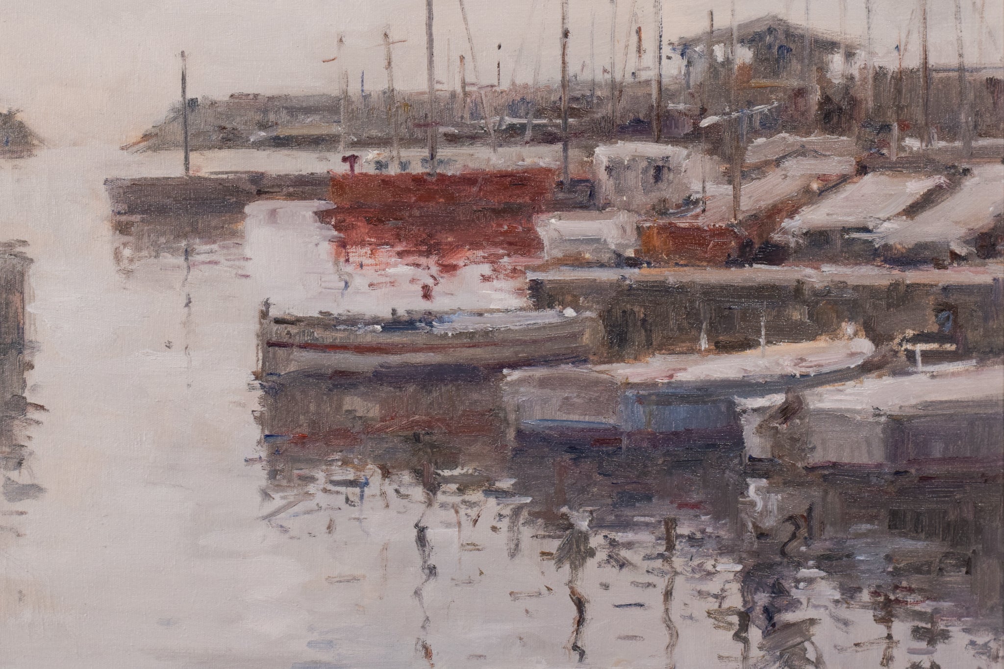 Artwork by Unknown, Post Impressionist - Harbour with Fishing Boats, Made of Oil on canvas 