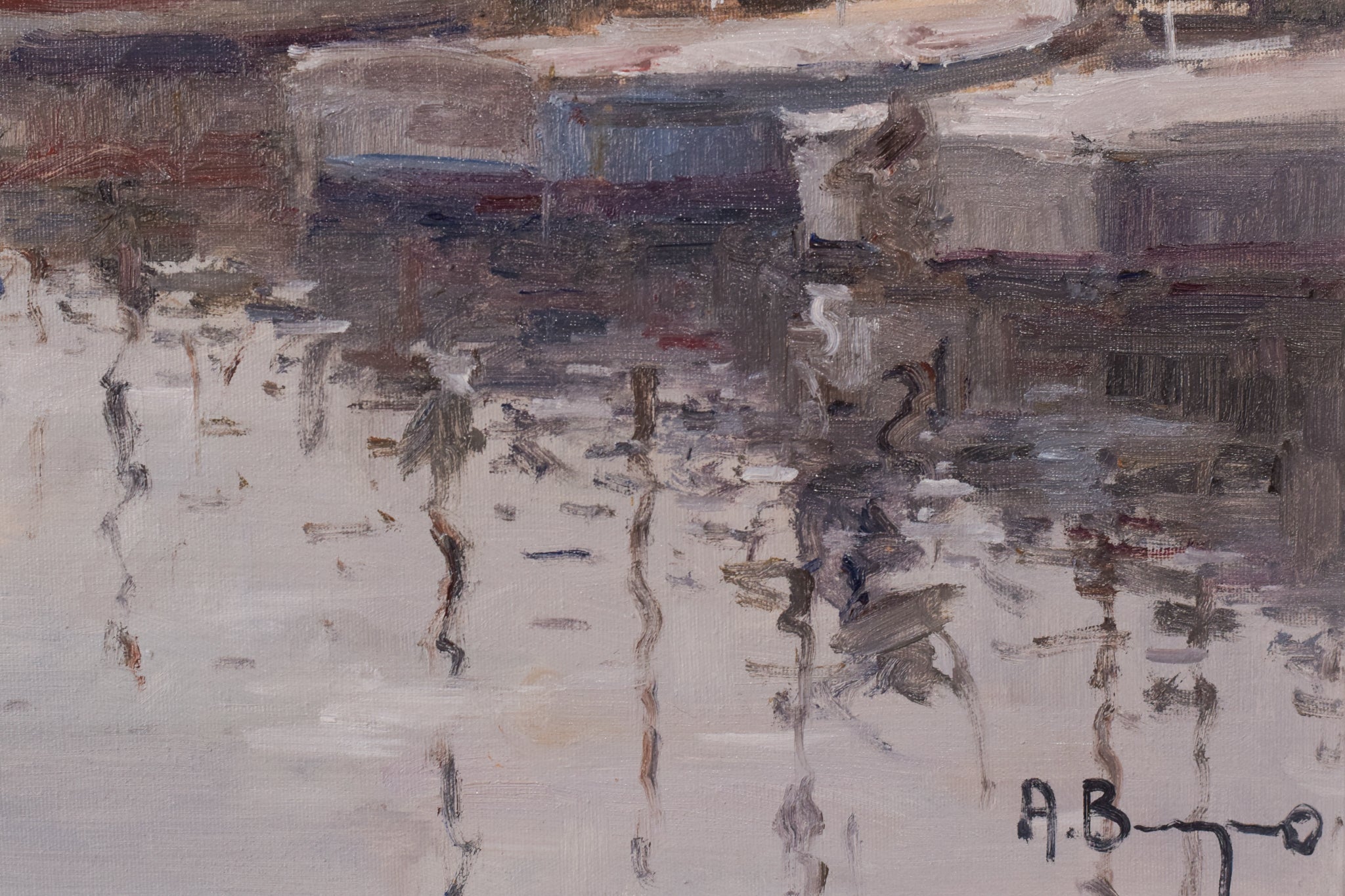 Artwork by Unknown, Post Impressionist - Harbour with Fishing Boats, Made of Oil on canvas 