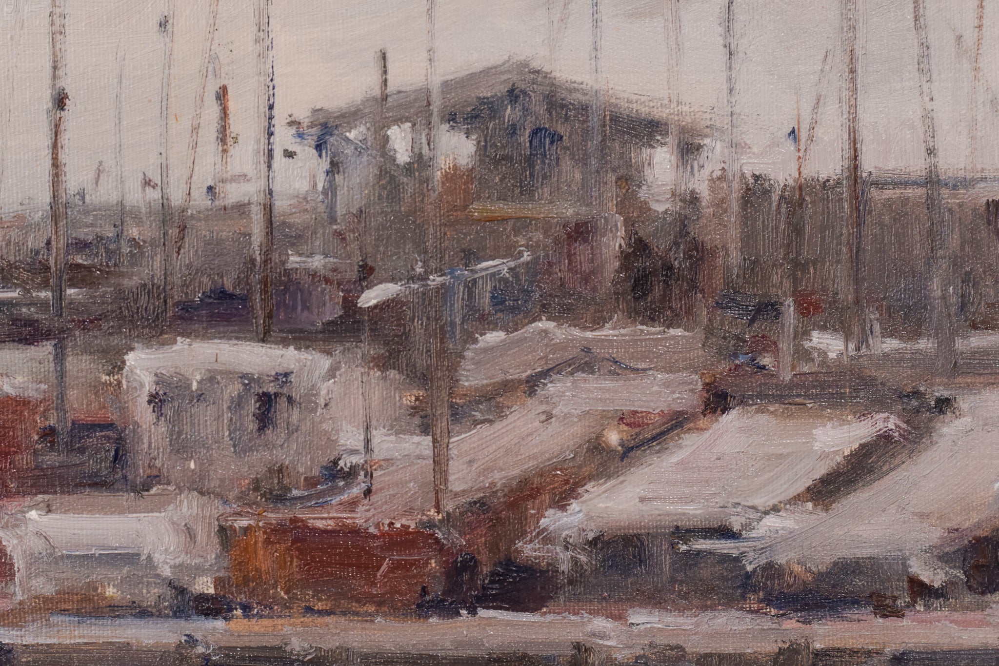 Artwork by Unknown, Post Impressionist - Harbour with Fishing Boats, Made of Oil on canvas 