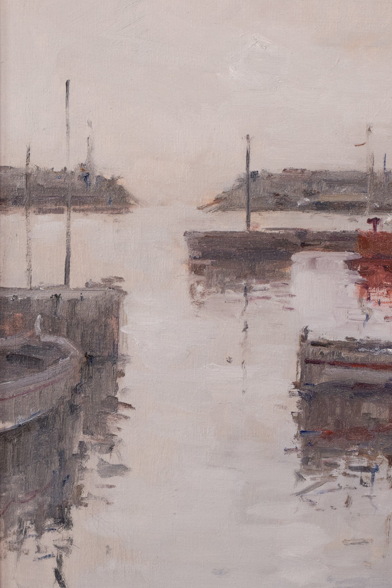 Artwork by Unknown, Post Impressionist - Harbour with Fishing Boats, Made of Oil on canvas 