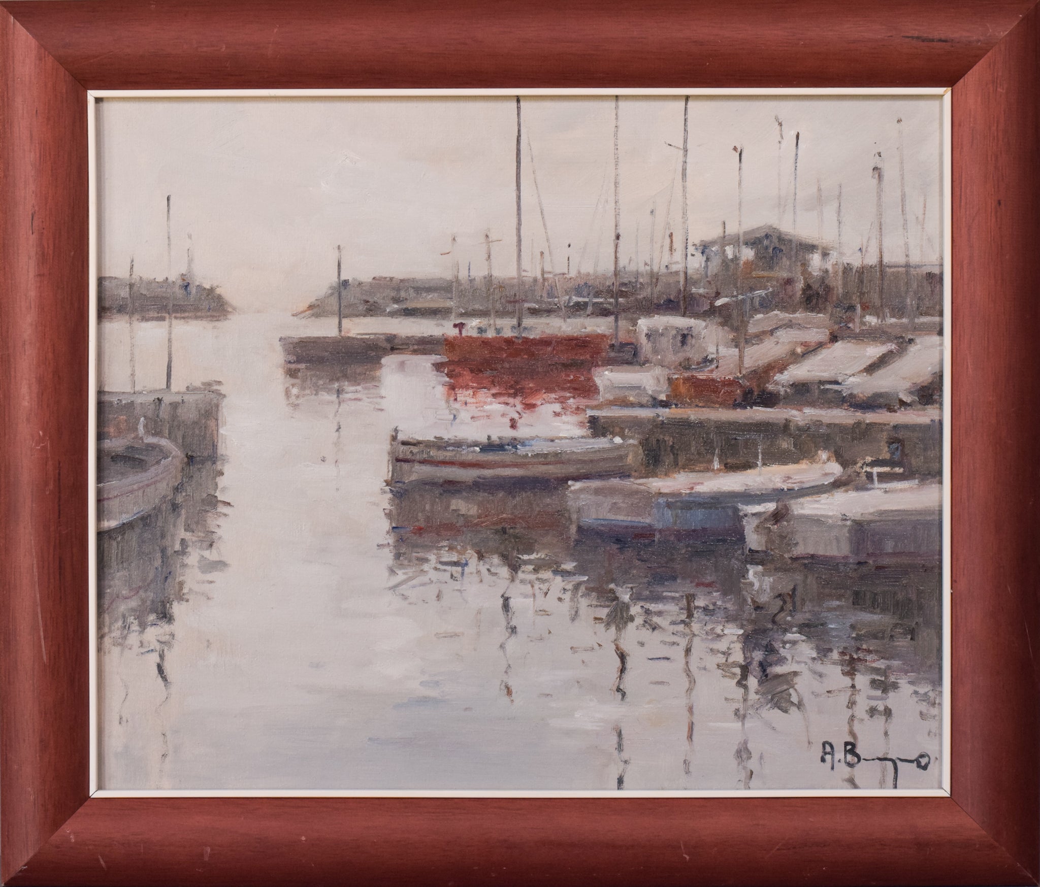 Artwork by Unknown, Post Impressionist - Harbour with Fishing Boats, Made of Oil on canvas 