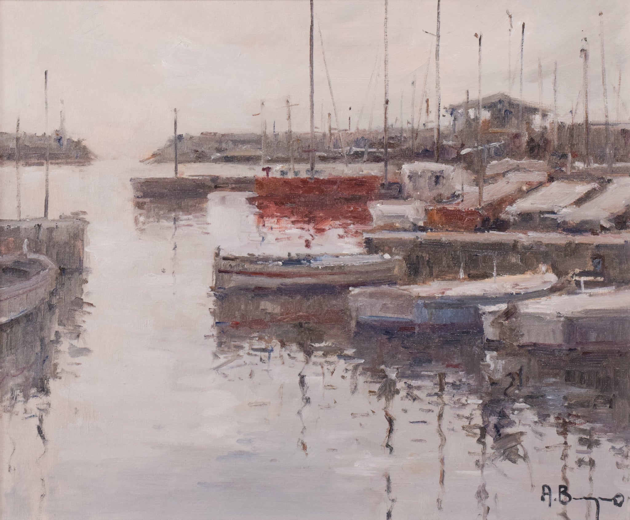 Post Impressionist - Harbour with Fishing Boats by Unknown, Second half of the 20th Century