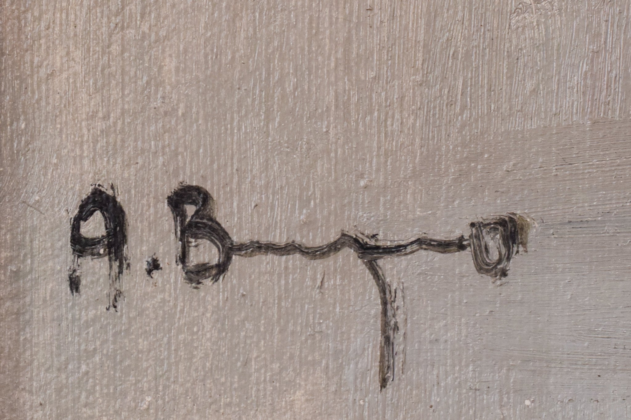 A painting of boats docked on a body of water.