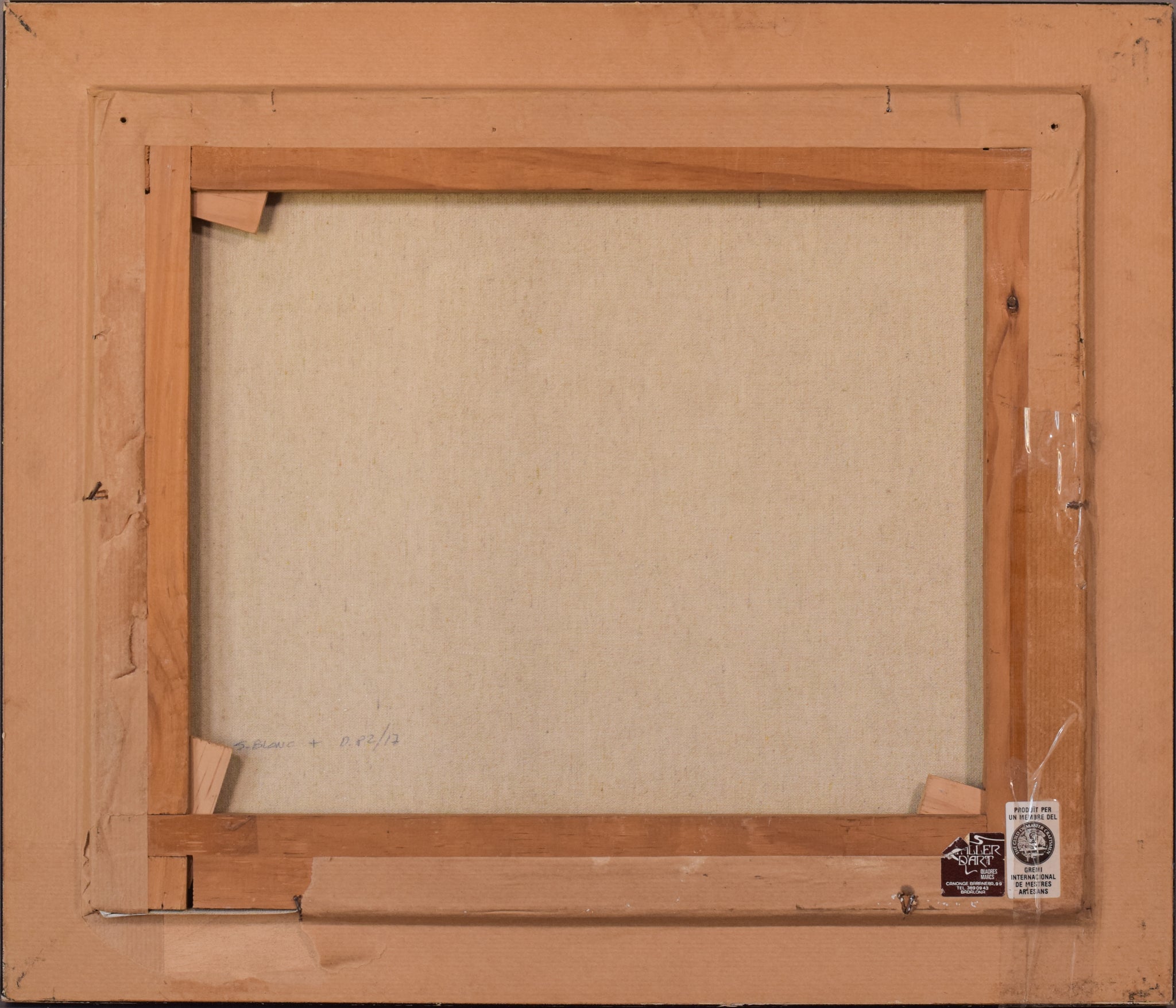 A painting of boats docked on a body of water.