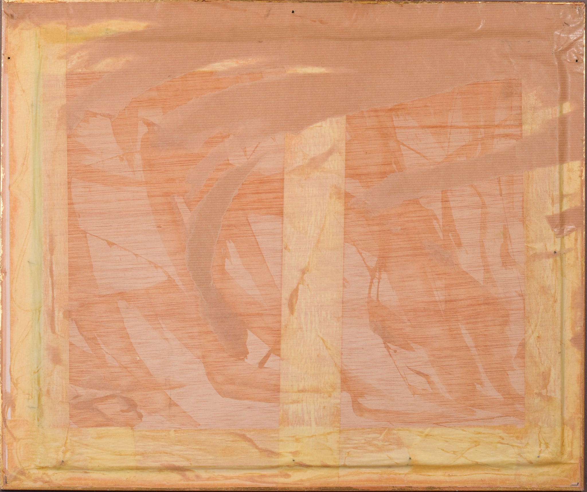 A painting of hay bales in a field with a tree in the background.