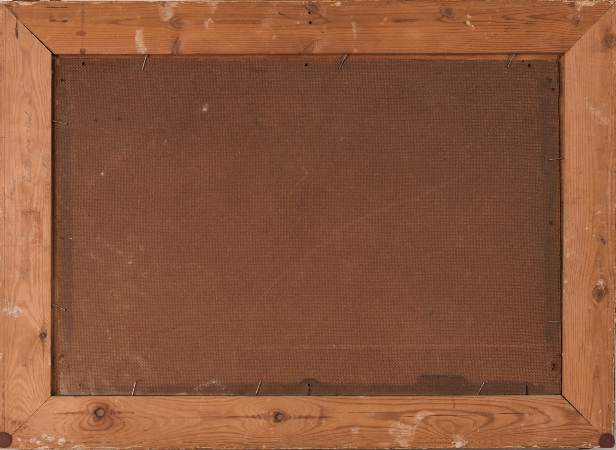 A painting of trees in a wooded area with a house in the background.