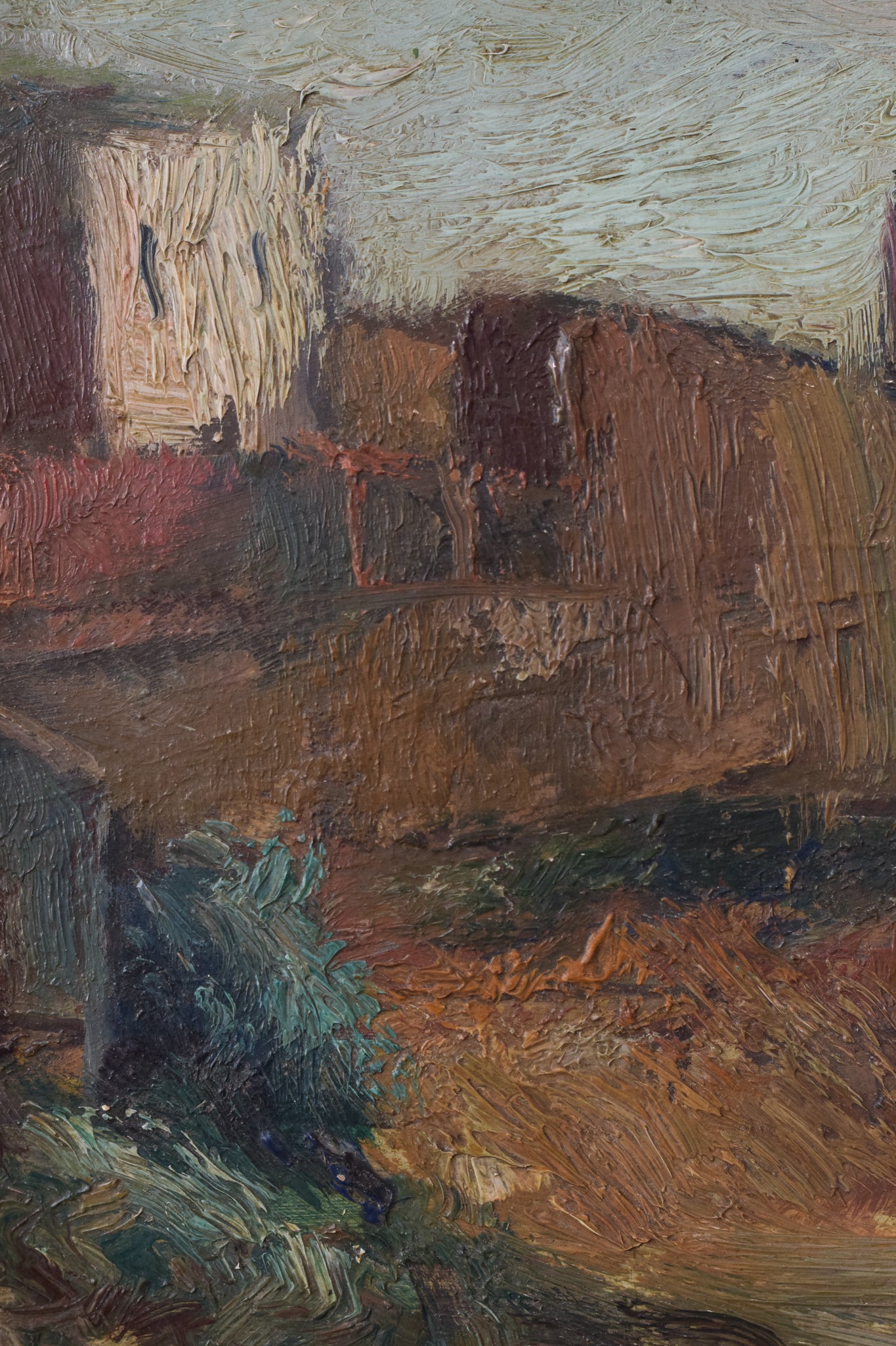 Artwork by Unknown, Post-Impressionist - Village Landscape, Made of Oil on board 
