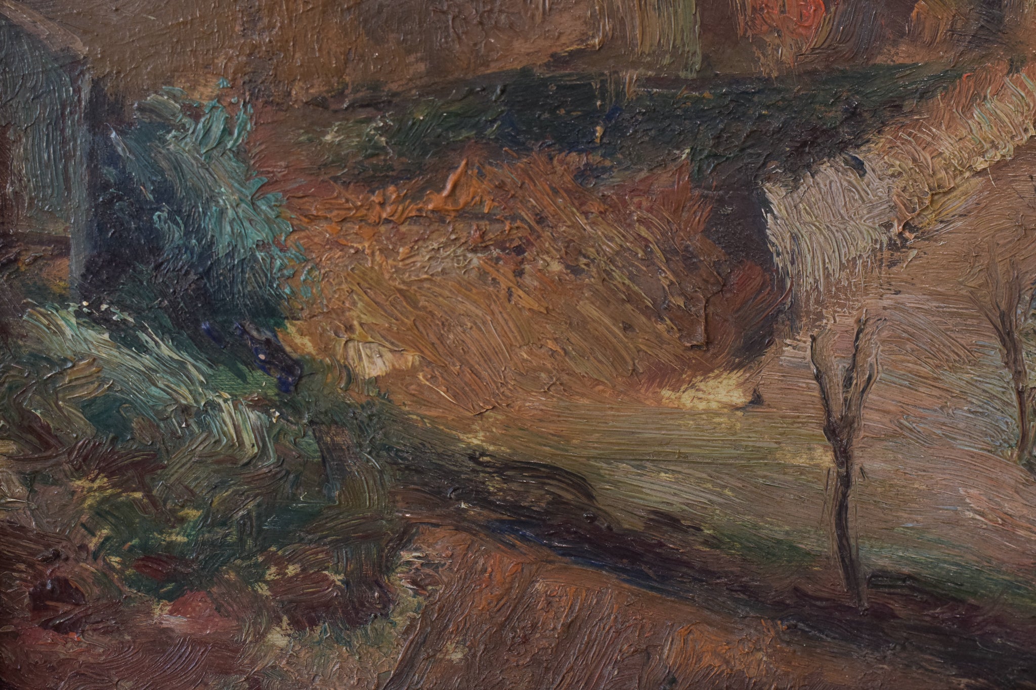 Artwork by Unknown, Post-Impressionist - Village Landscape, Made of Oil on board 