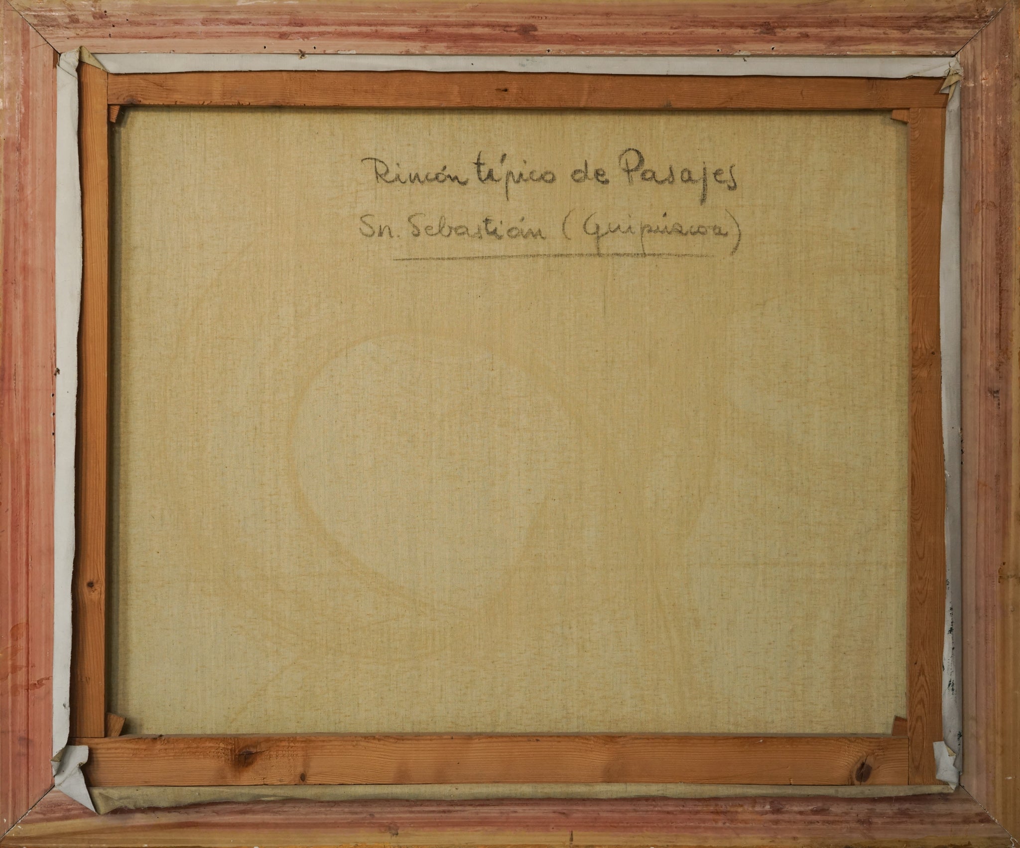 A painting of boats docked in a harbor next to buildings.