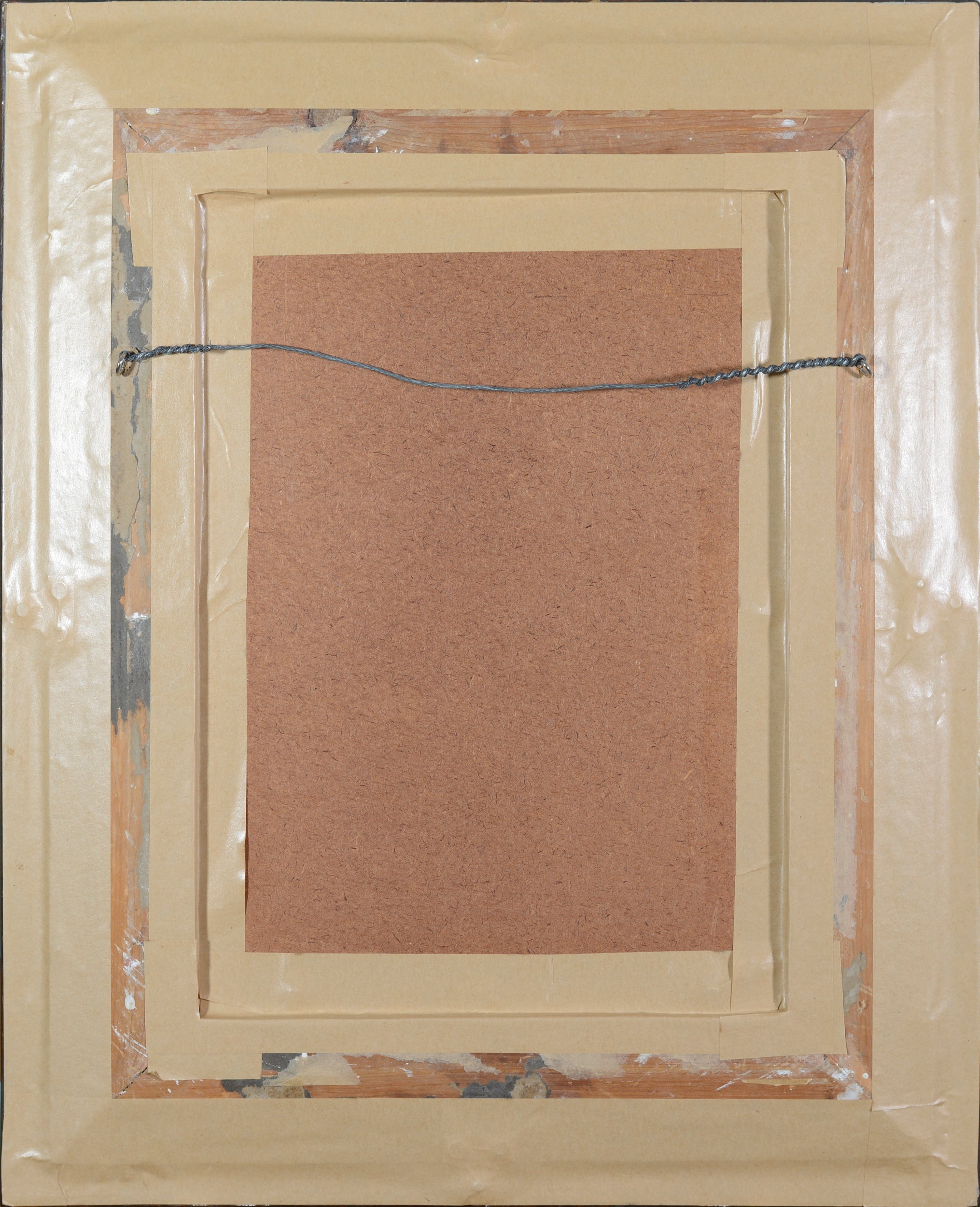 A painting of a man and a woman kissing in a garden.