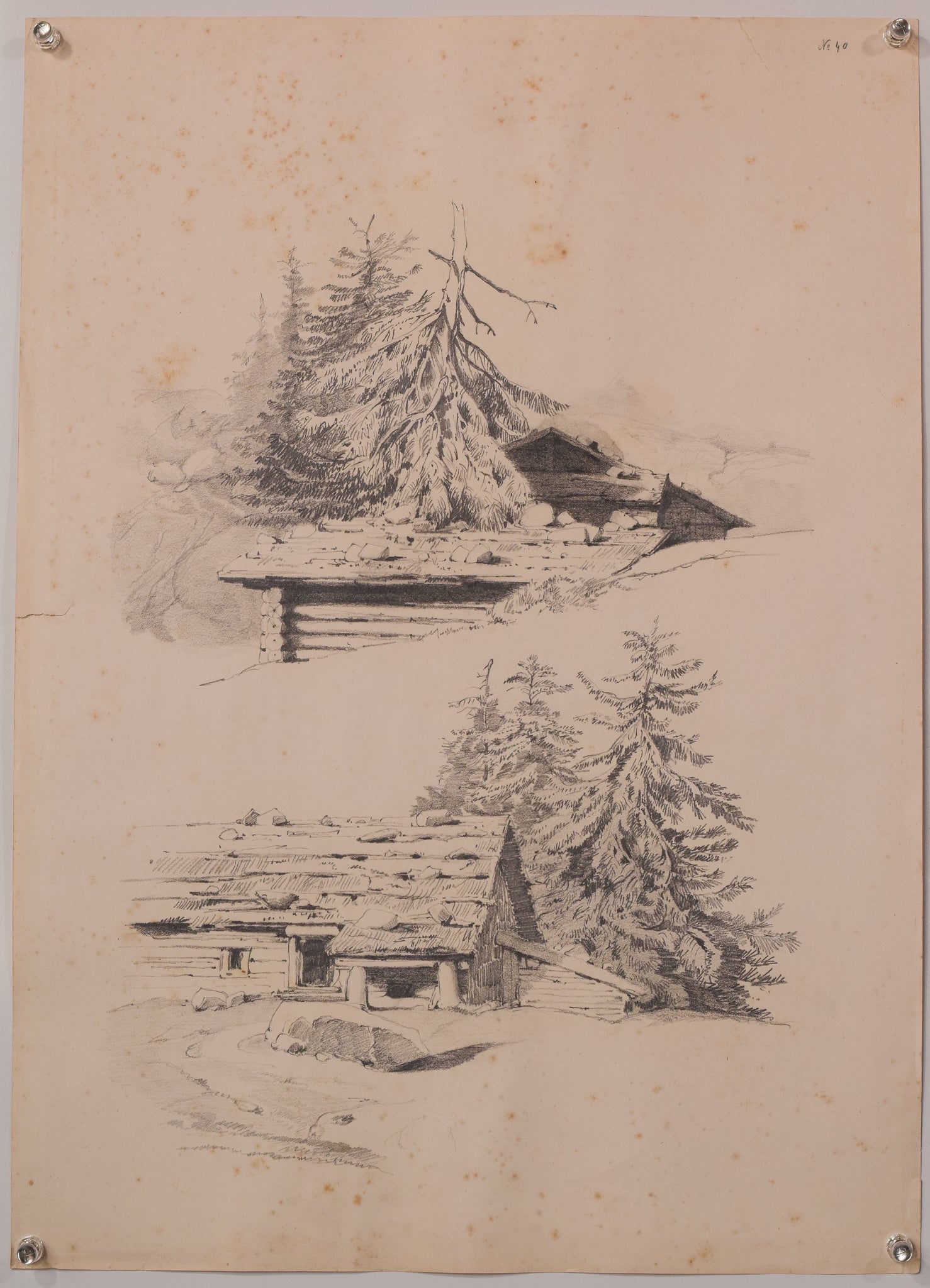 A set of four drawings on a piece of paper.