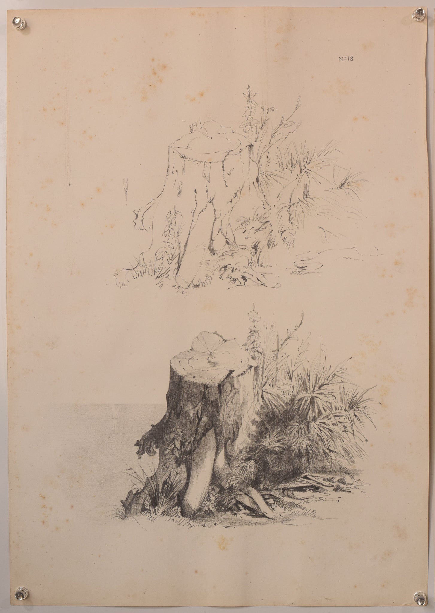 A set of four drawings on a piece of paper.