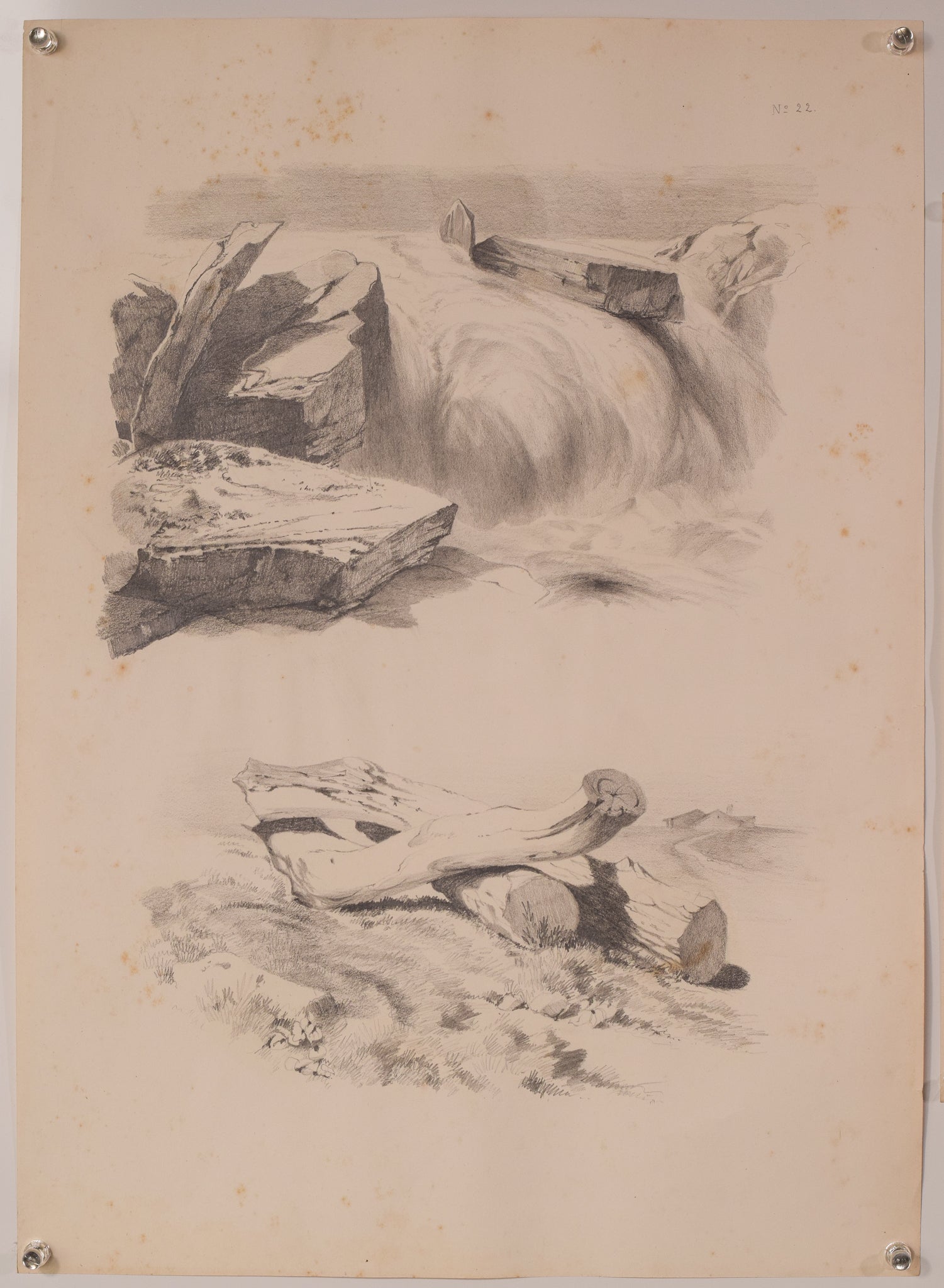 A set of four drawings on a piece of paper.