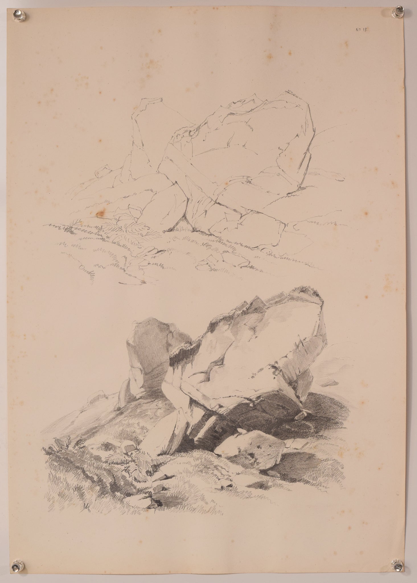 A set of four drawings on a piece of paper.