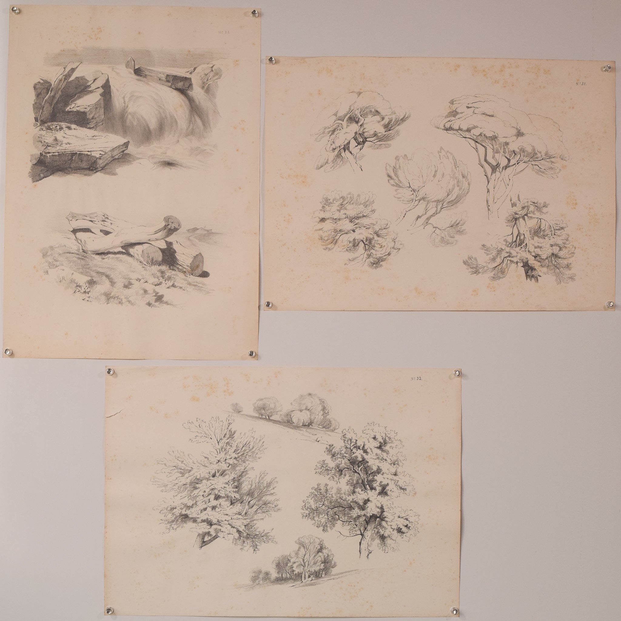 A set of four drawings on a piece of paper.