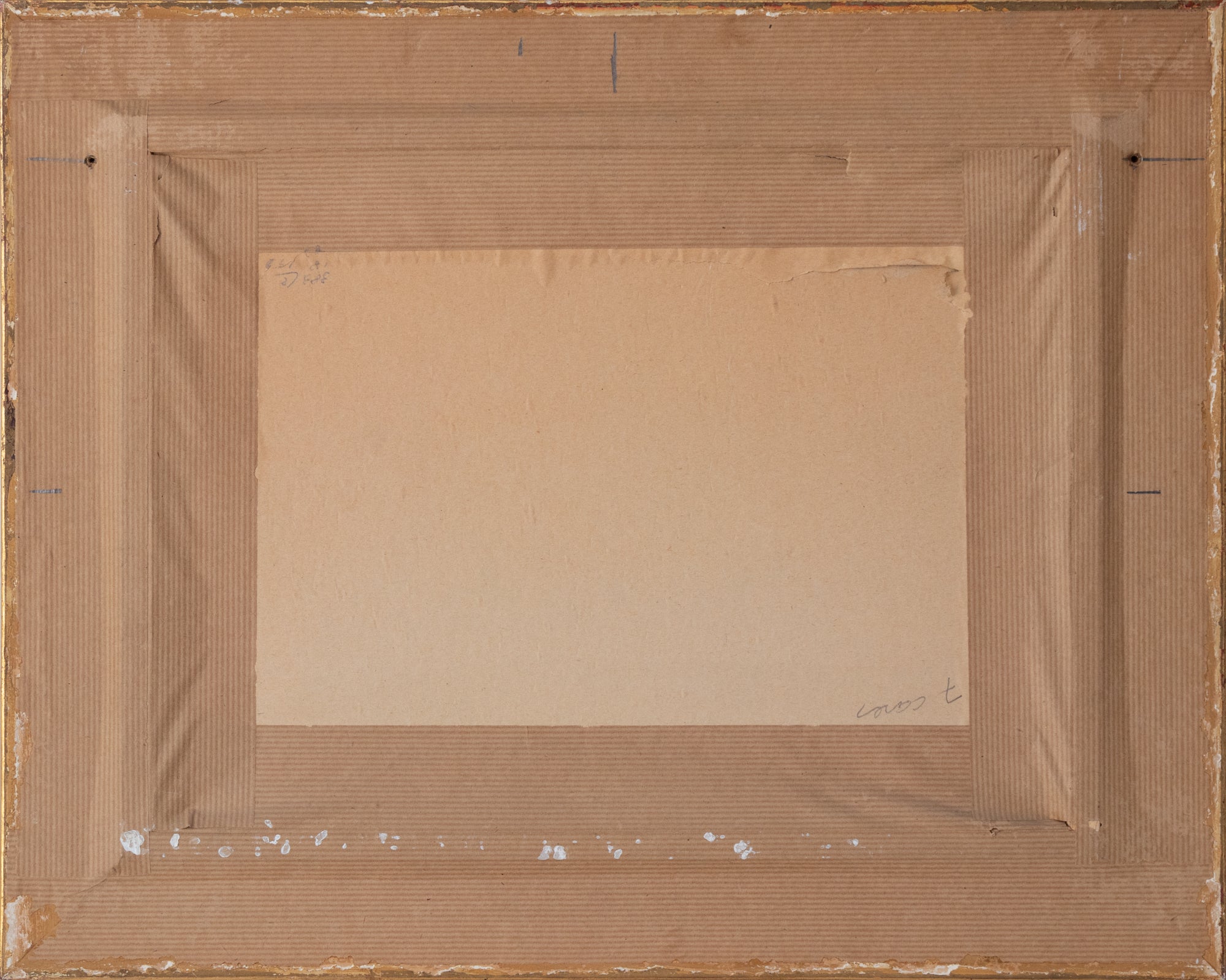 A painting of an old building in the mountains.