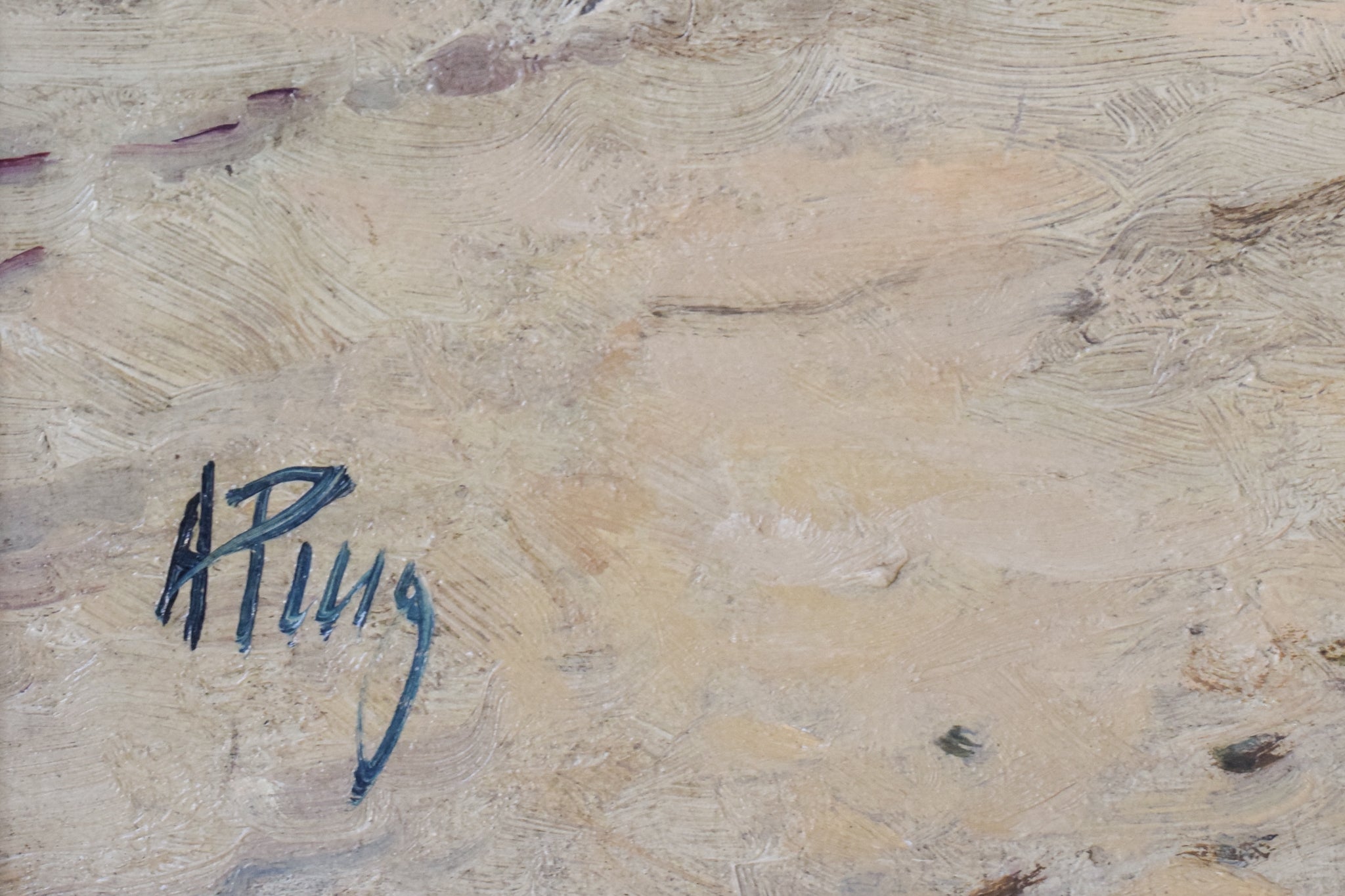 A painting of an old house in the middle of a field.