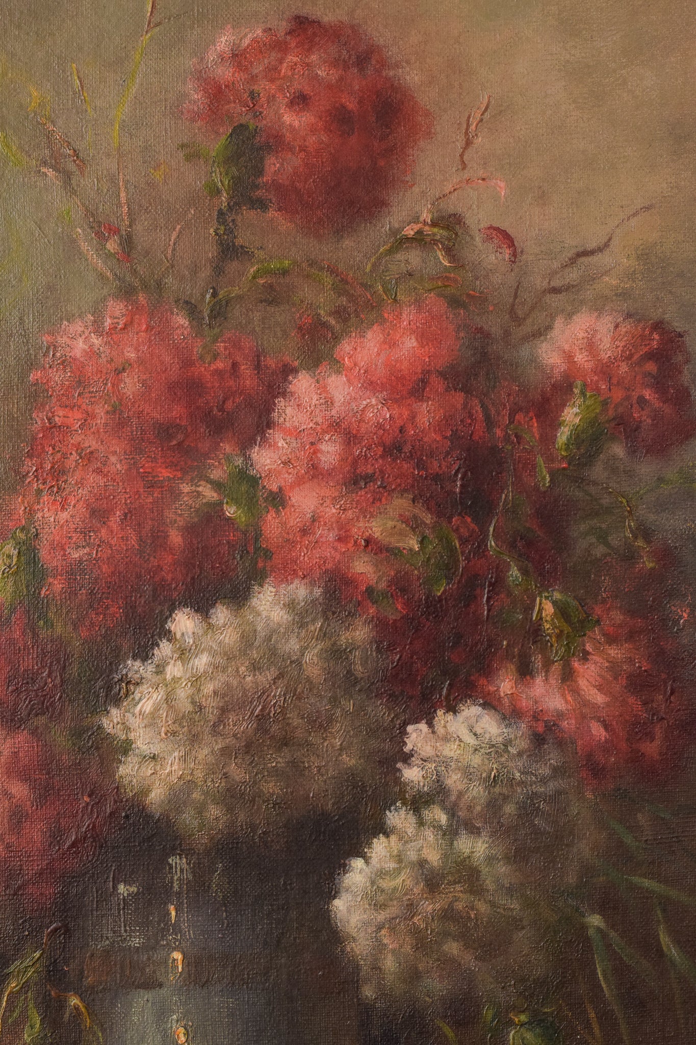 Artwork by Unknown, Still Life - Hydrangeas, Made of Oil on canvas 