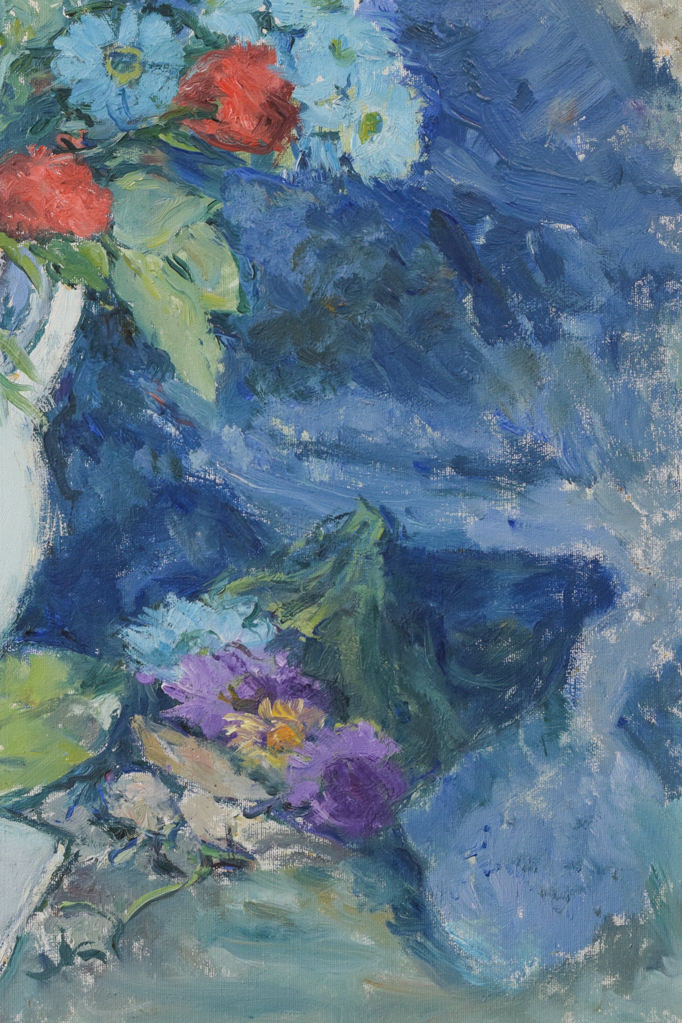 Artwork by Unknown, Still Life - With Flowers and Photograph, Made of Oil on canvas 