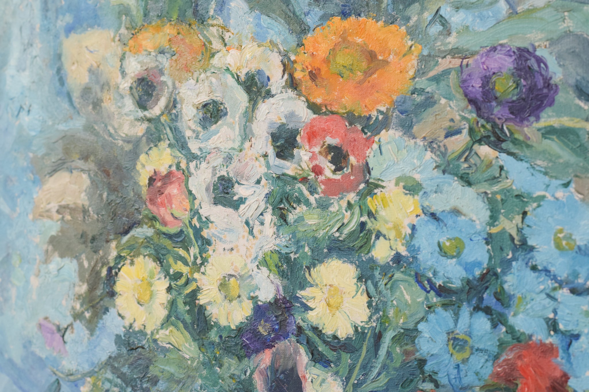 Artwork by Unknown, Still Life - With Flowers and Photograph, Made of Oil on canvas 