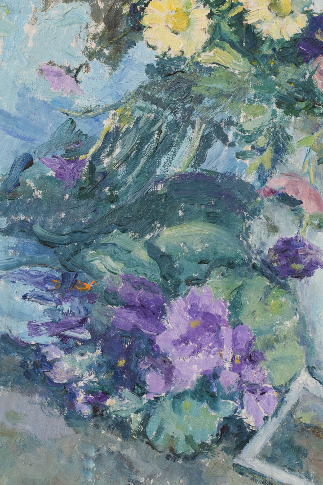 Artwork by Unknown, Still Life - With Flowers and Photograph, Made of Oil on canvas 