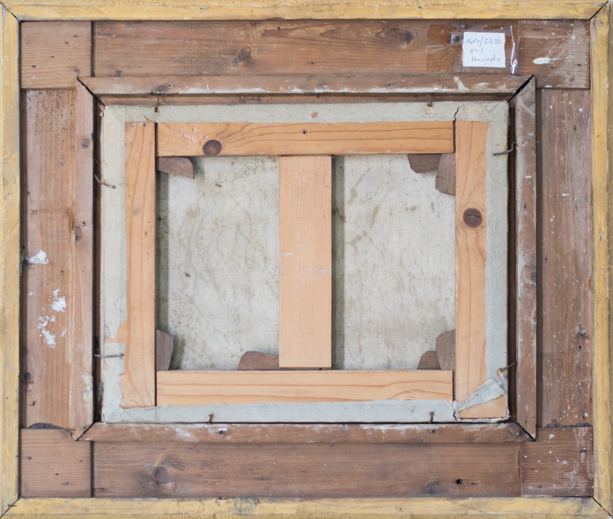 A painting of a man in a red coat and hat standing next to a group of people.