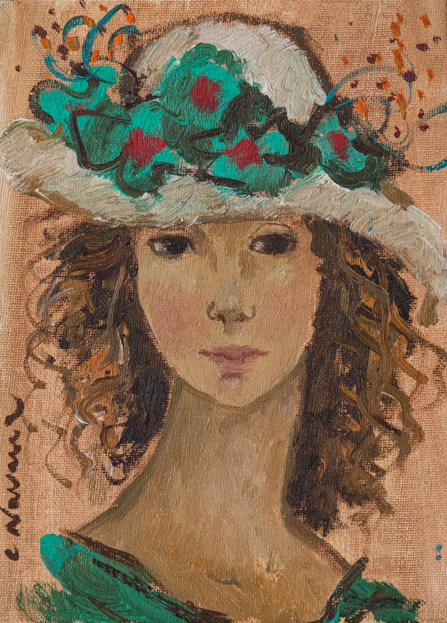 Artwork by Unknown, Two portraits - Young ladies, Made of Oil on board 