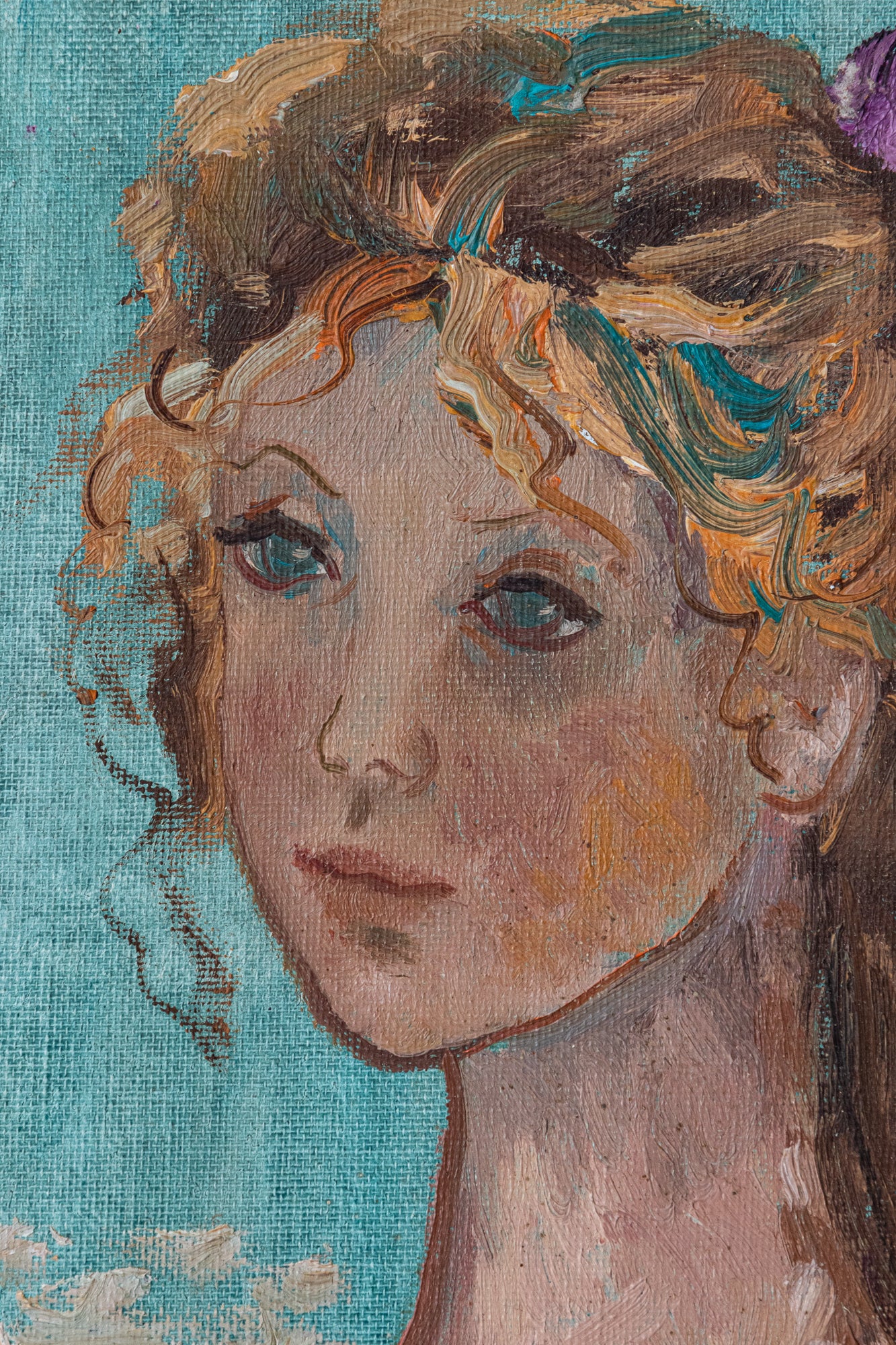 Artwork by Unknown, Two portraits - Young ladies, Made of Oil on board 