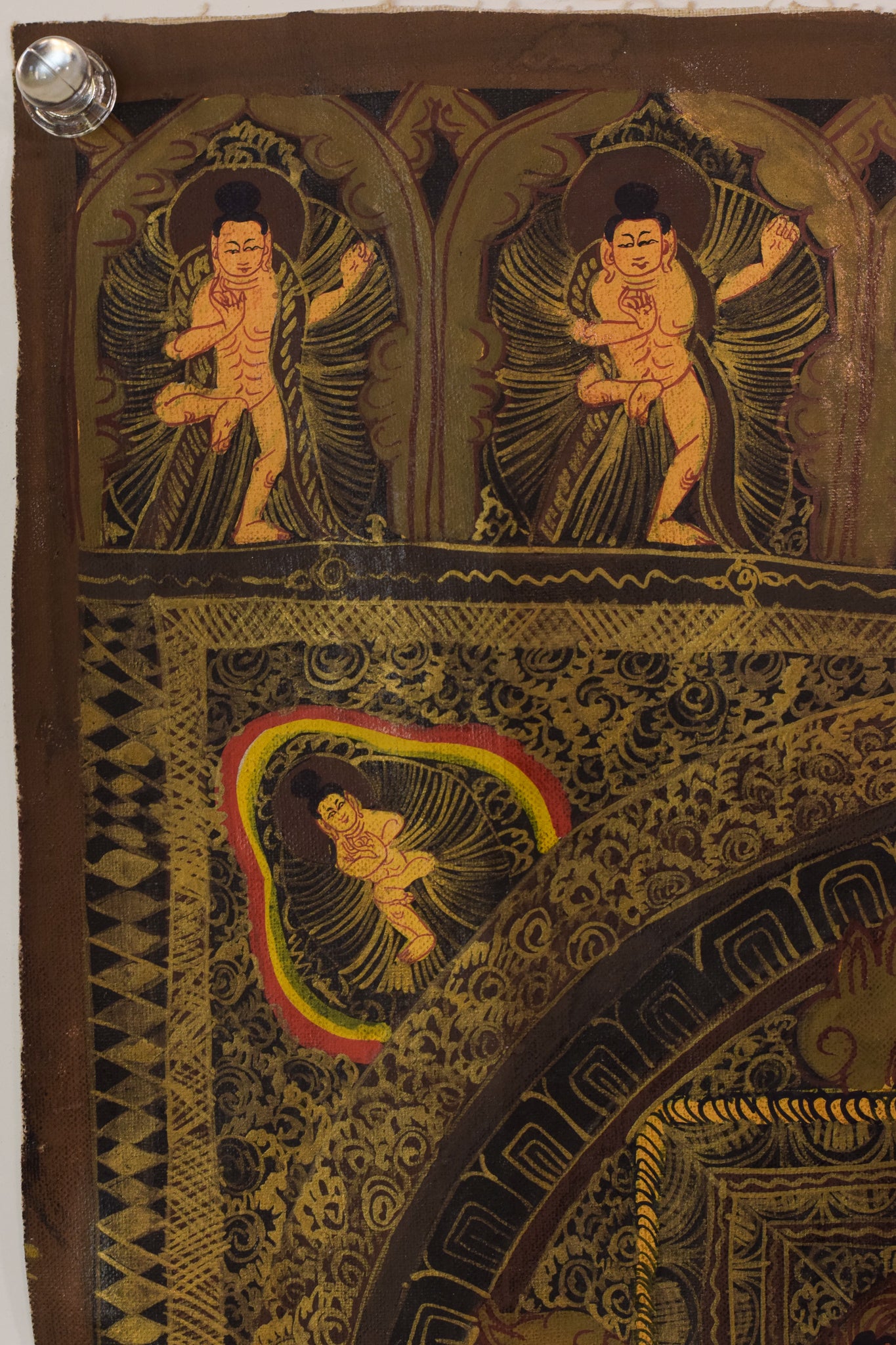 Artwork by Unknown, Two Vintage Hand Painted - Tibetan Scrolls, Made of Oil on canvas 