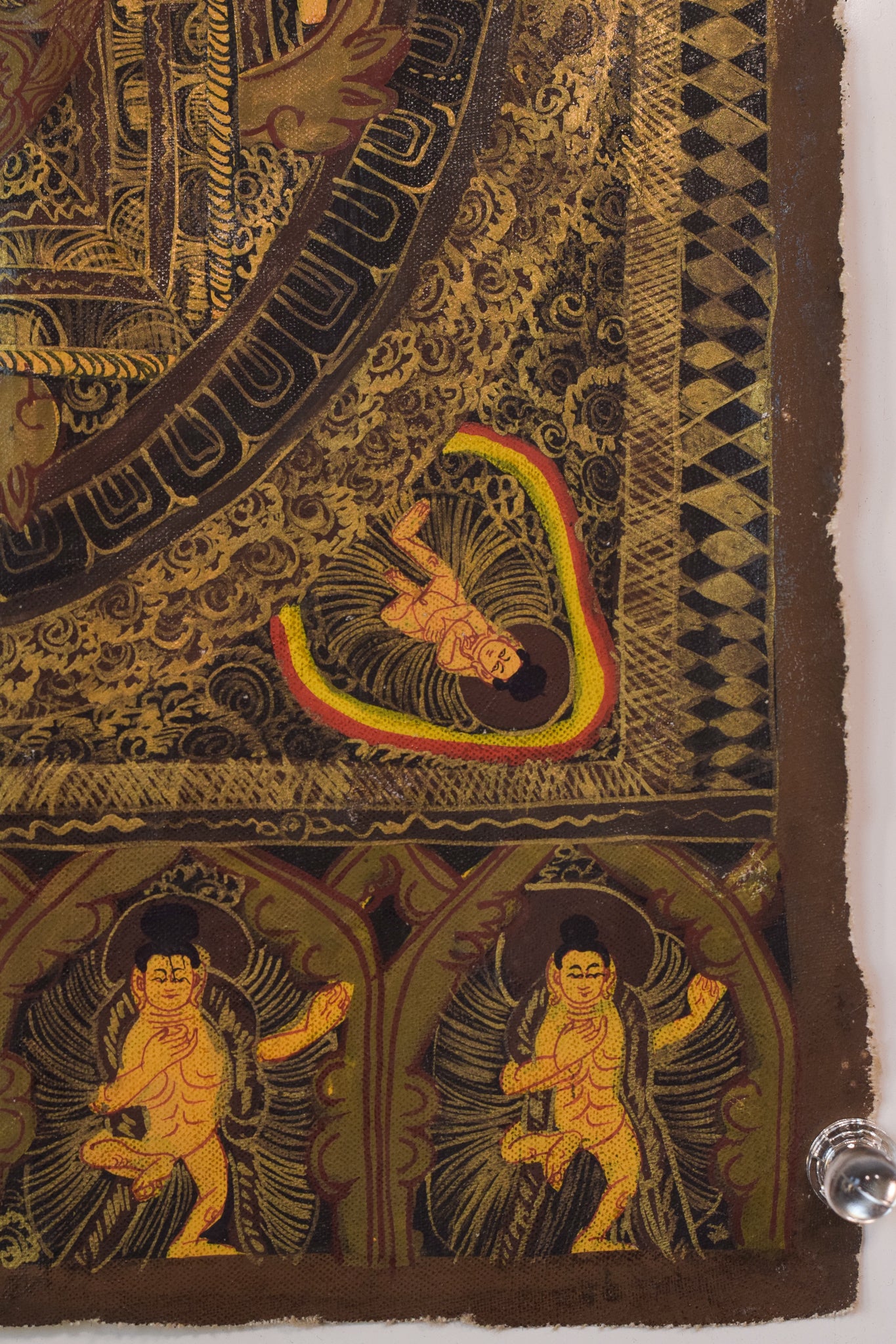 Artwork by Unknown, Two Vintage Hand Painted - Tibetan Scrolls, Made of Oil on canvas 