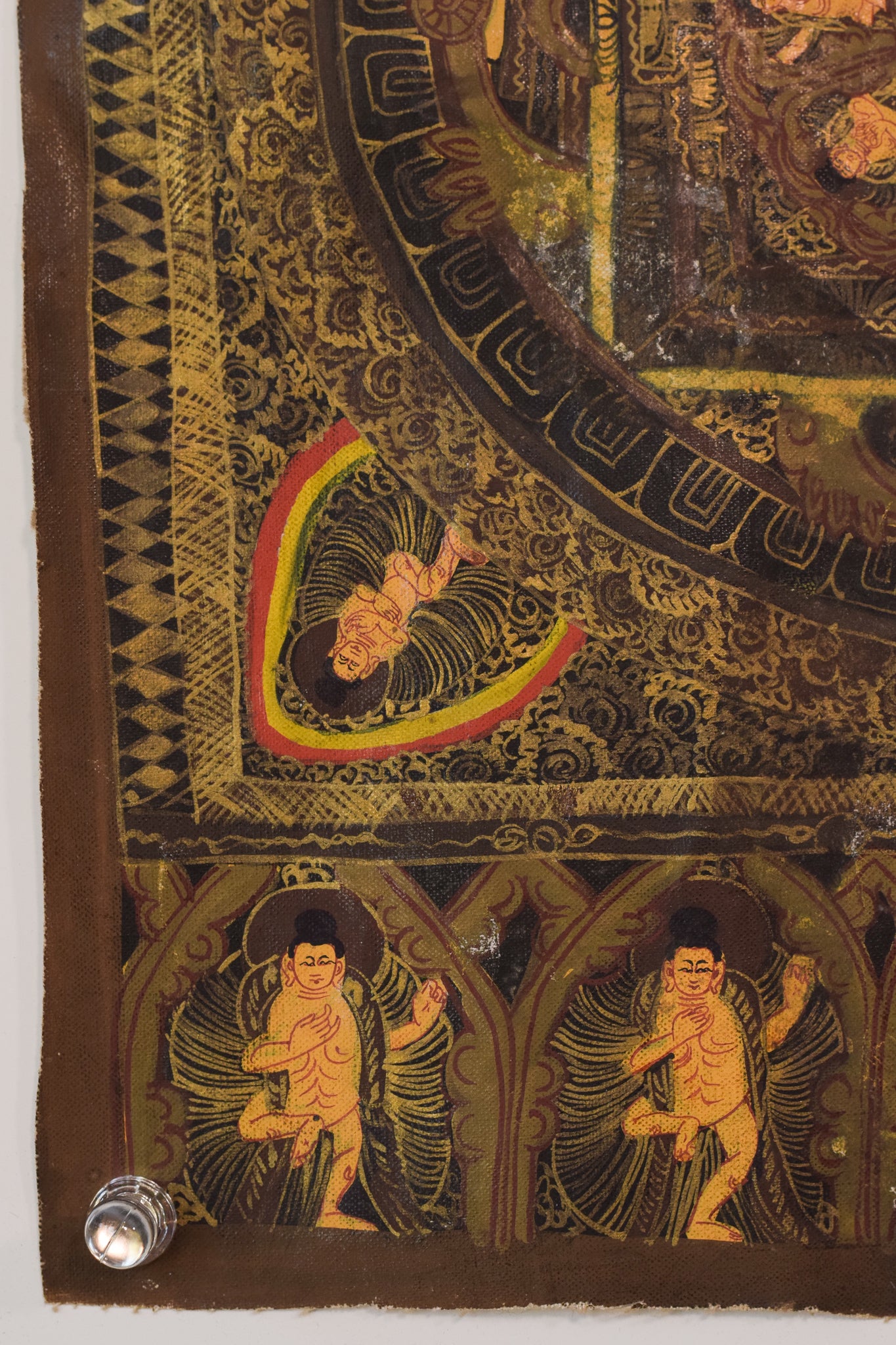 Artwork by Unknown, Two Vintage Hand Painted - Tibetan Scrolls, Made of Oil on canvas 