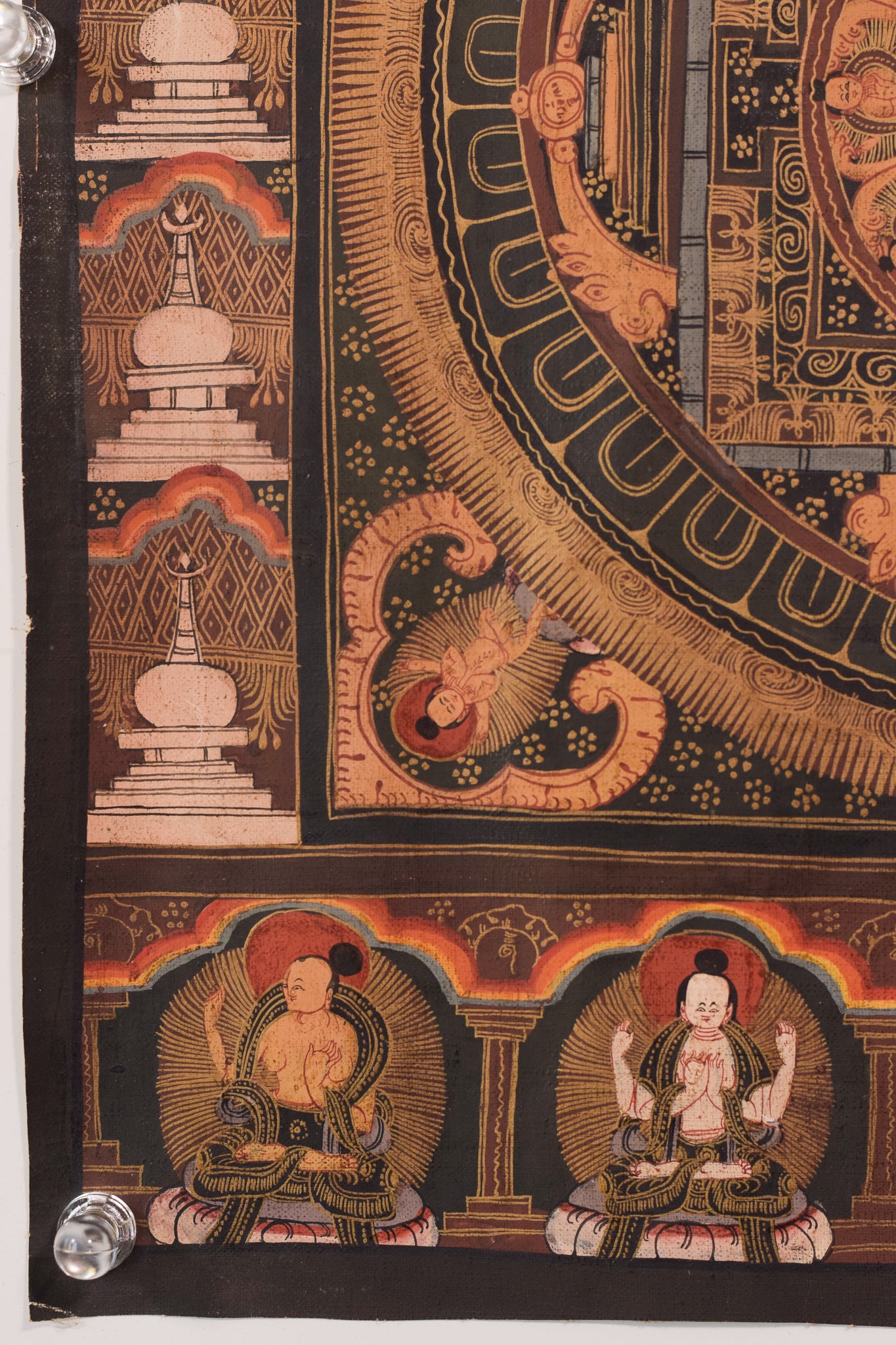 Artwork by Unknown, Two Vintage Hand Painted - Tibetan Scrolls, Made of Oil on canvas 