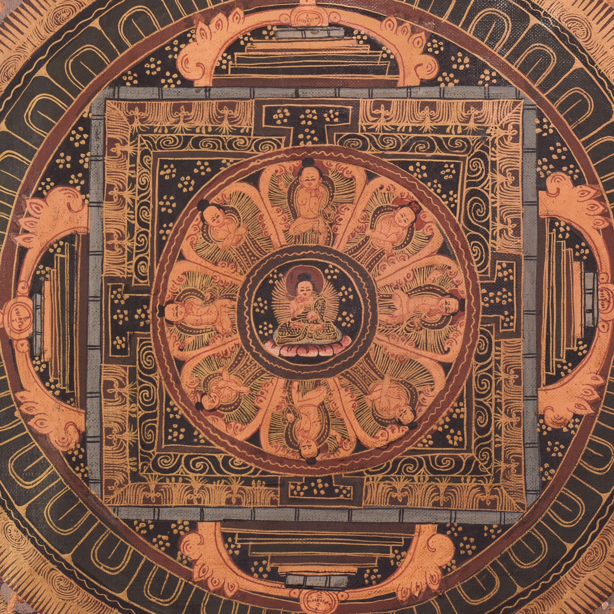 Artwork by Unknown, Two Vintage Hand Painted - Tibetan Scrolls, Made of Oil on canvas 