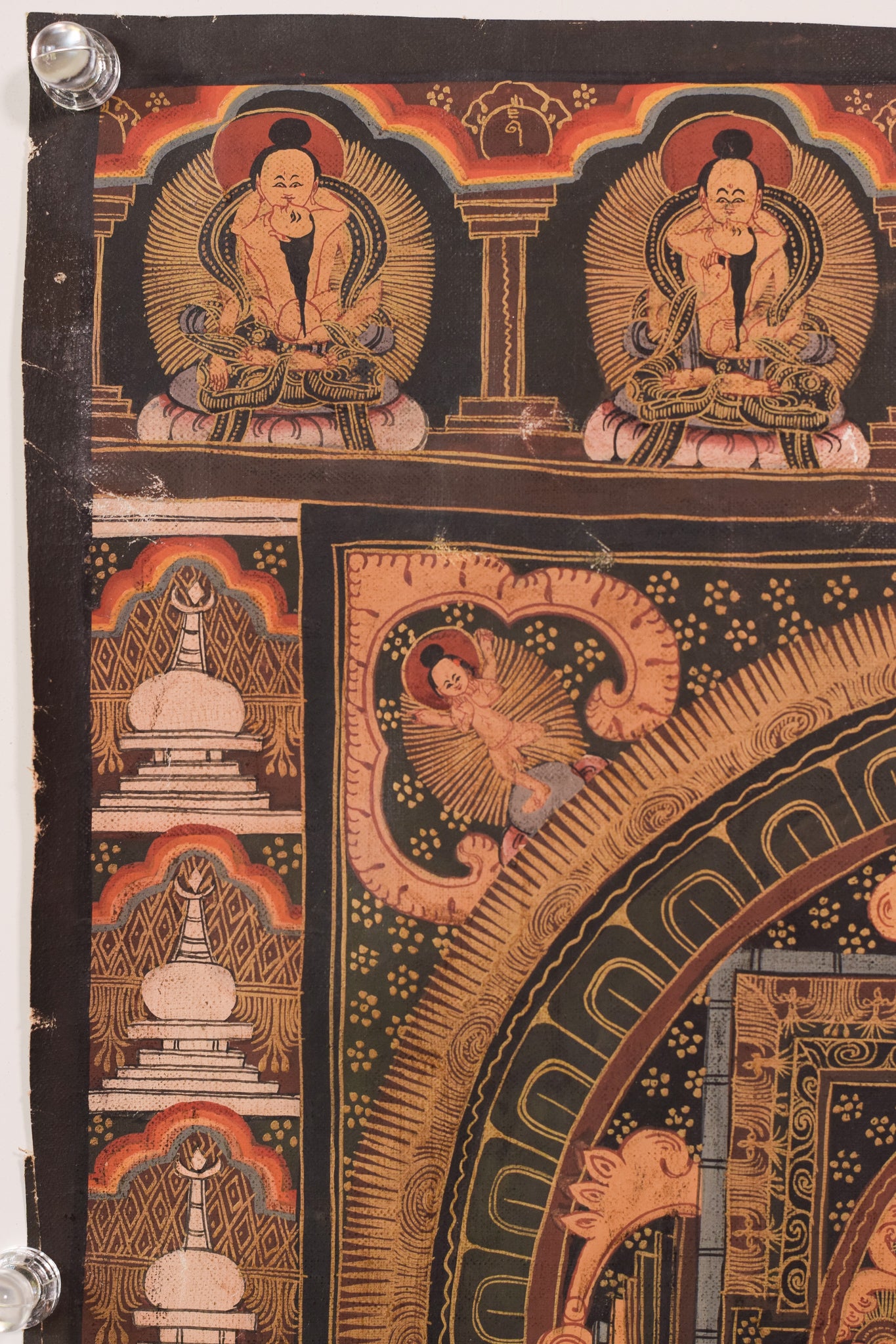 Artwork by Unknown, Two Vintage Hand Painted - Tibetan Scrolls, Made of Oil on canvas 