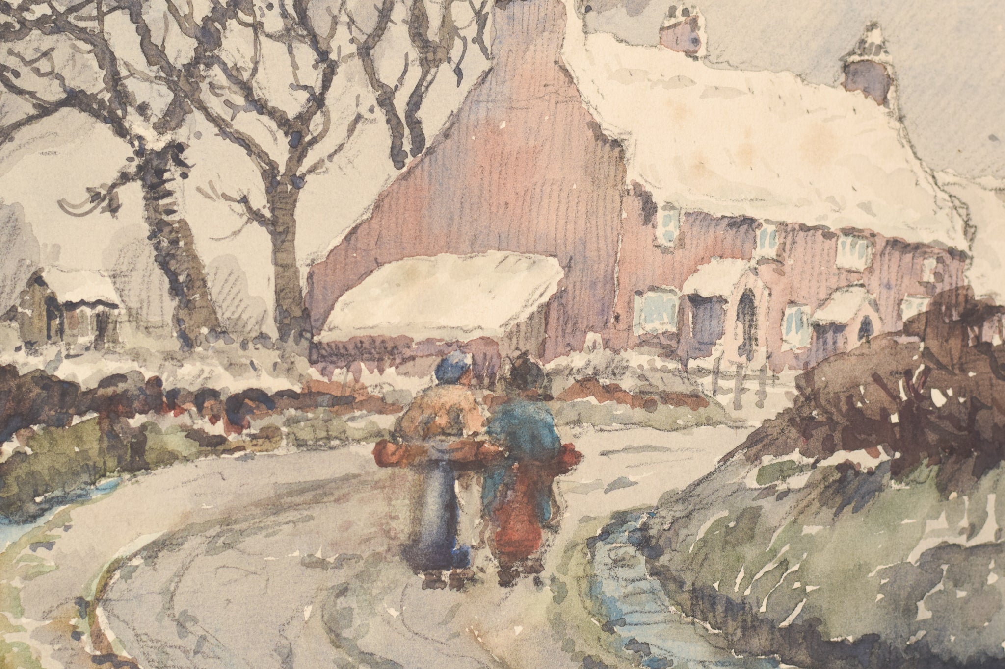 Artwork by Unknown, Village in the Snow, Made of Watercolour on paper 