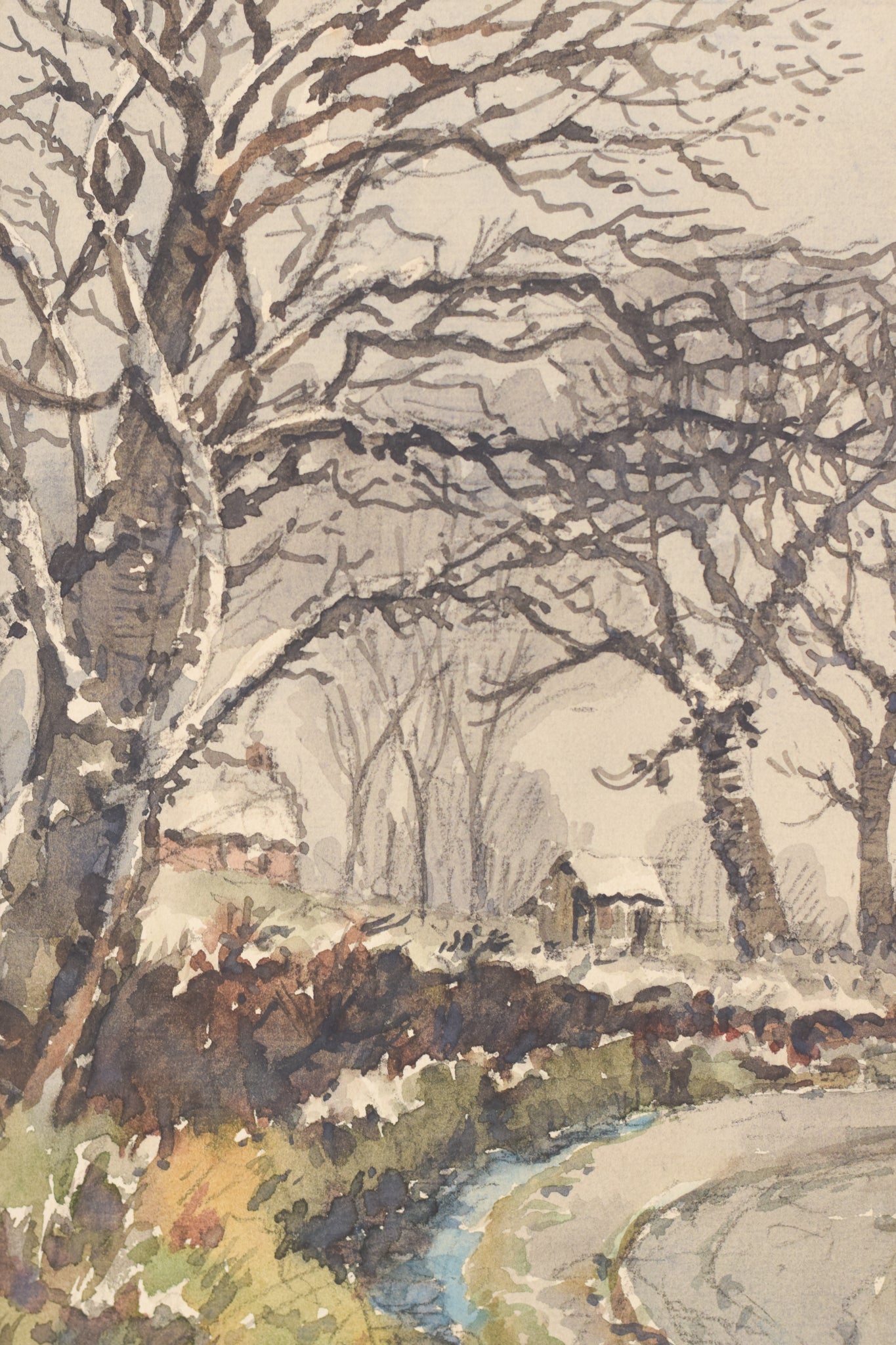 Artwork by Unknown, Village in the Snow, Made of Watercolour on paper 