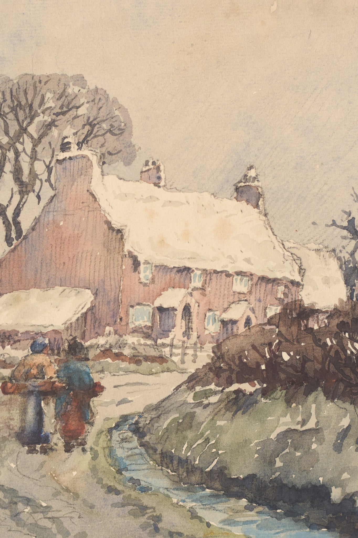 Artwork by Unknown, Village in the Snow, Made of Watercolour on paper 