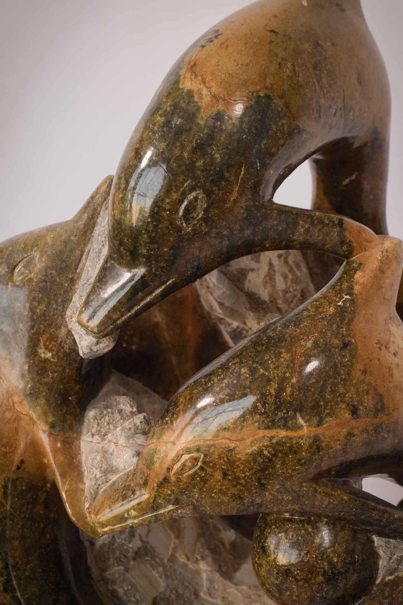 Artwork by Unknown, Vintage Marble - Sculpture of Dolphins, Made of Stone 