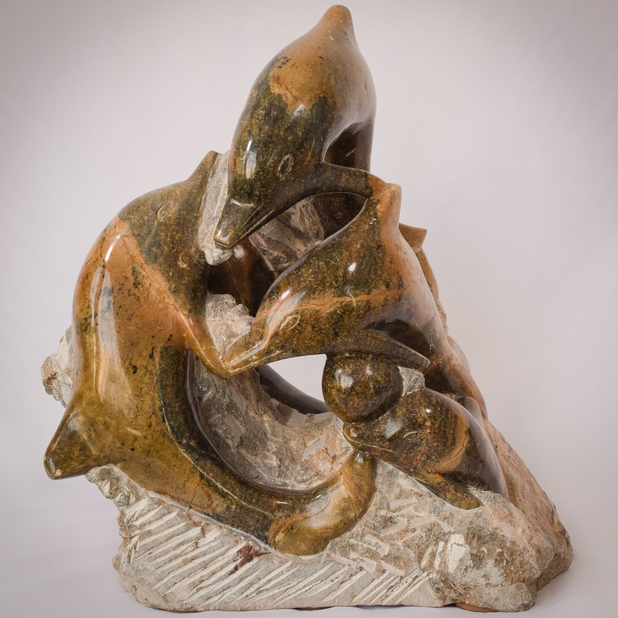Vintage Marble - Sculpture of Dolphins by Unknown, Second half 20th Century